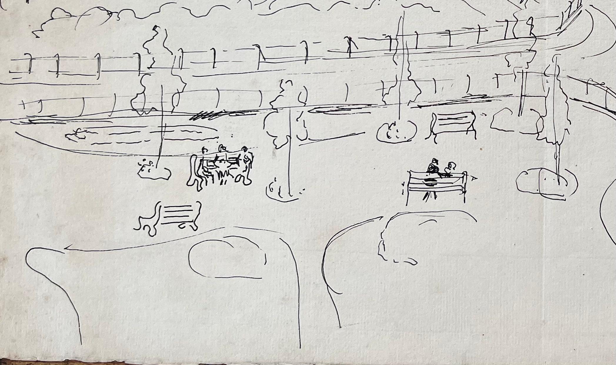 Título: Dibujo en tinta postimpresionista de mediados del siglo XX de un paseo marítimo y un casino franceses
de Anne Marie Migette Perard (francesa 1902-1977)
Soporte: Tinta sobre papel sin enmarcar
Tamaño: 10 pulgadas (alto) x 15,75 pulgadas
