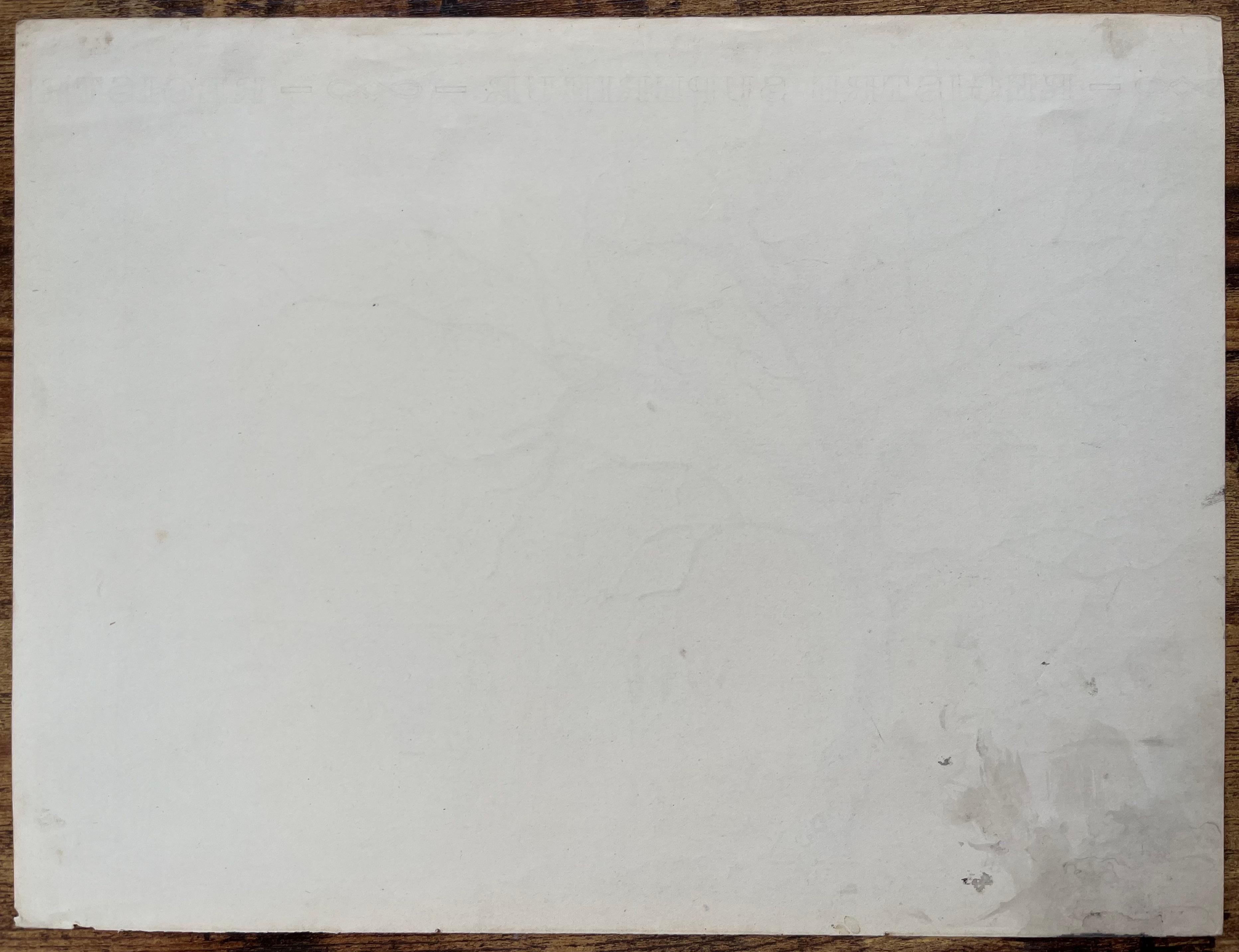 Disegno a inchiostro post-impressionista della metà del XX secolo di un albero e di un padiglione da giardino in vendita 2
