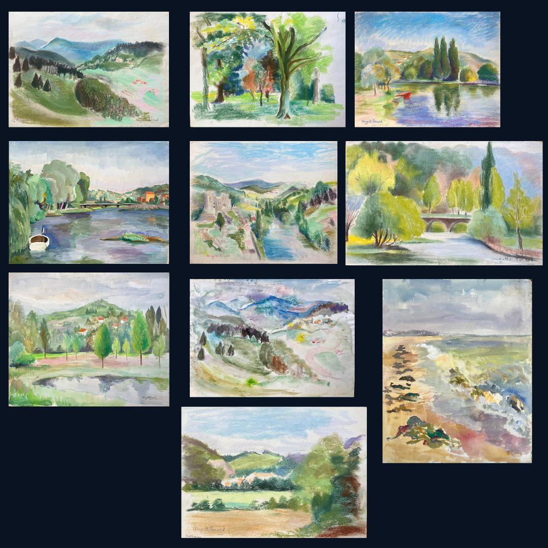 Peintures de paysages post-impressionnistes du milieu du 20e siècle