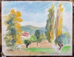 Mid-20th Century Post-Impressionist Pastel Landscape of La Bourboule France