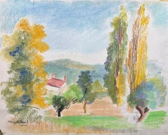 Mid-20th Century Post-Impressionist Pastel Landscape of La Bourboule France