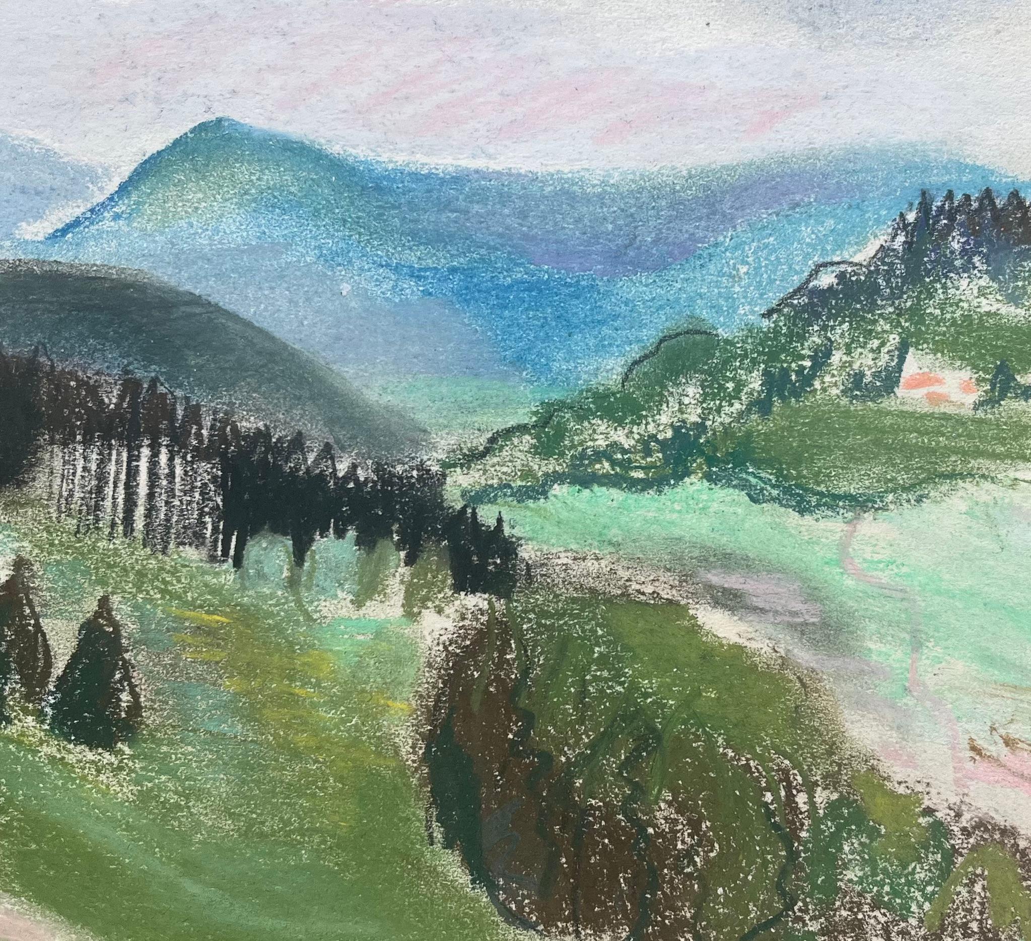 Postimpressionistische pastellfarbene Landschaft der Vosges-Gebirge aus der Mitte des 20. Jahrhunderts im Angebot 2