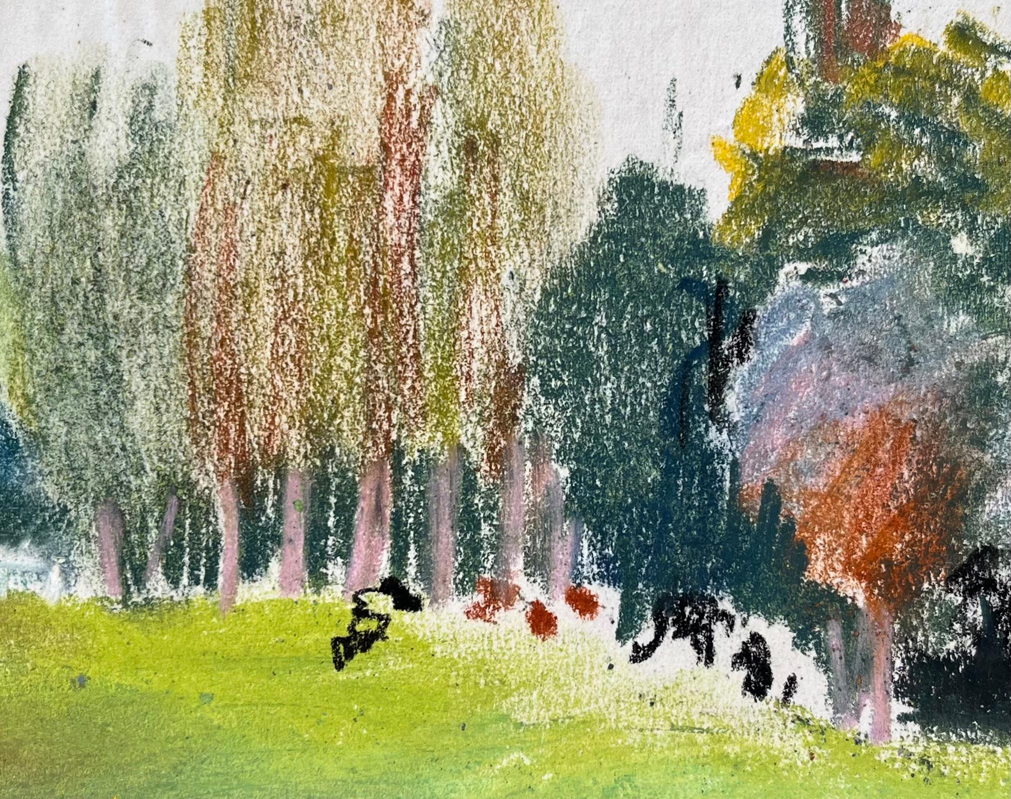 Paesaggio a pastello post-impressionista della metà del XX secolo con mucche al pascolo in vendita 2