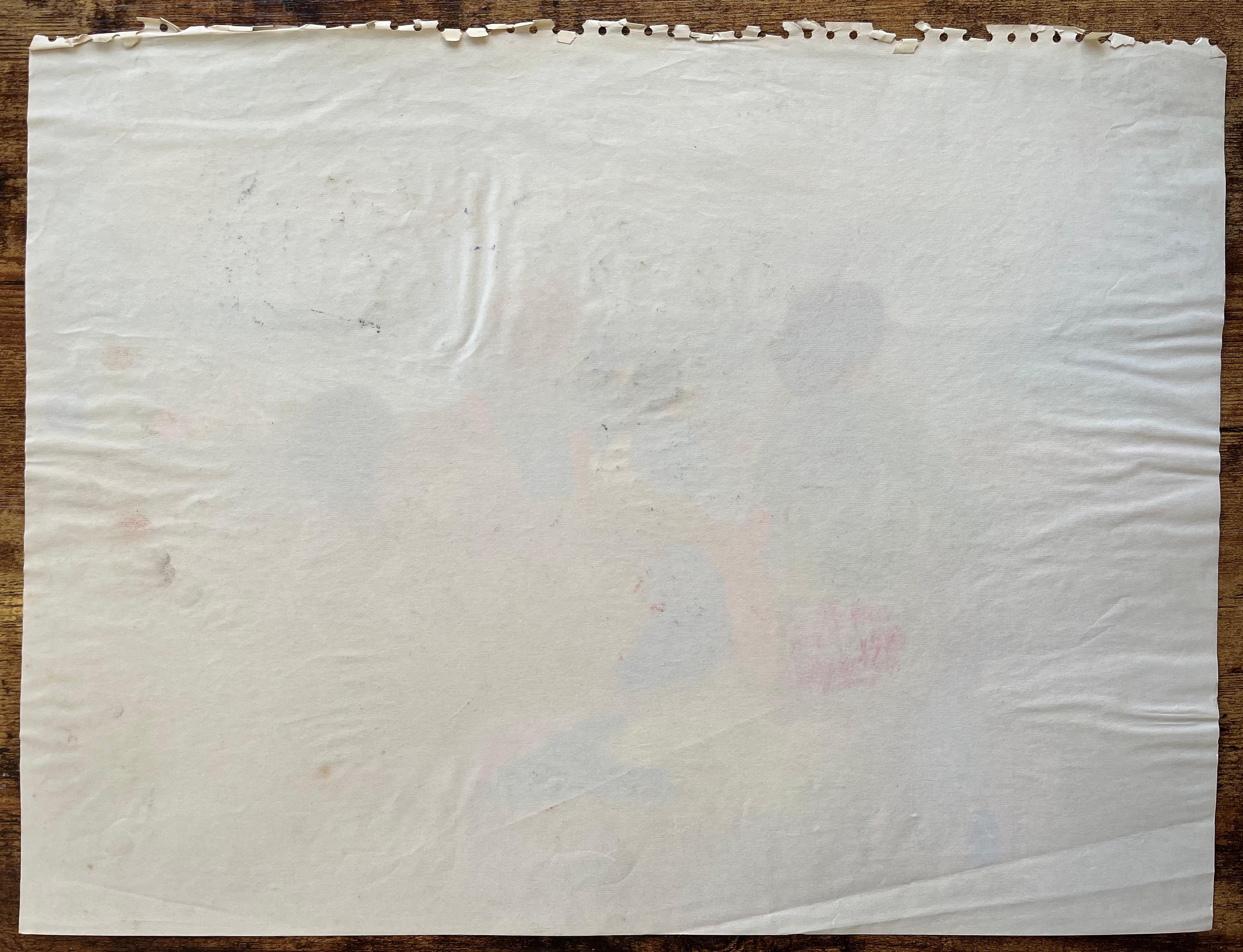 Pastello post-impressionista della metà del XX secolo raffigurante dei bagnanti con barca a vela in vendita 3