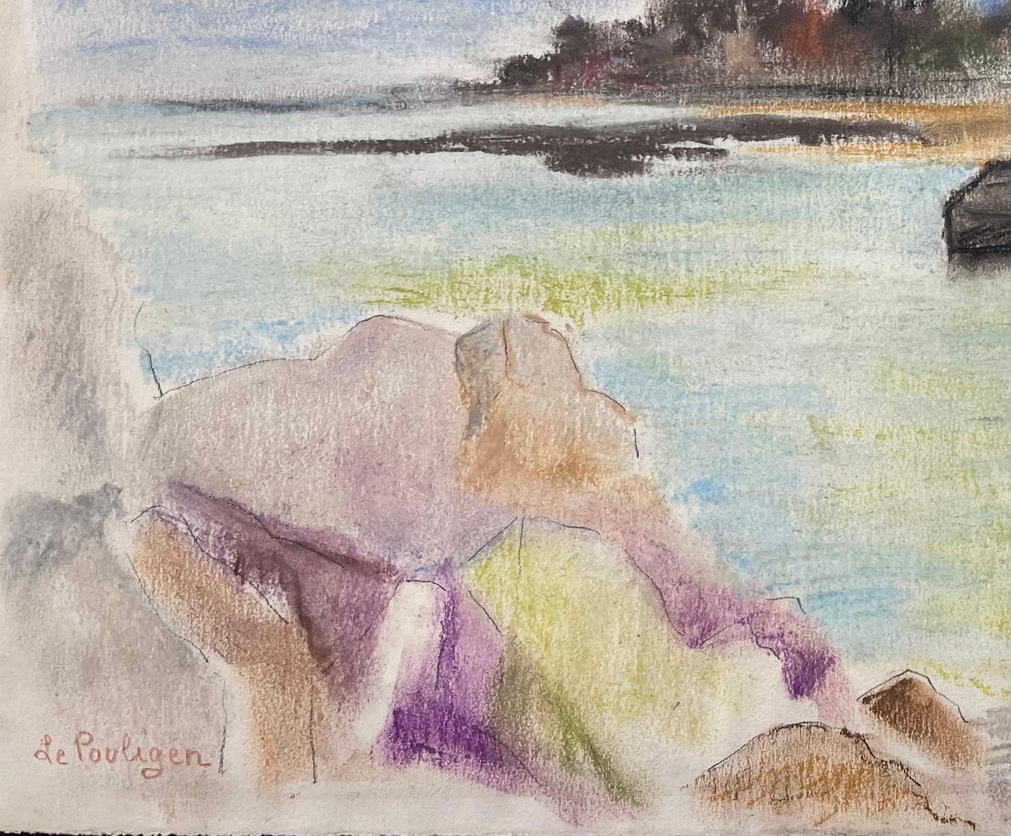 Título: Pastel postimpresionista de mediados del siglo XX del faro de Le Pouliguen Francia
de Anne Marie Migette Perard (francesa 1902-1977)
Firmado: Sí
Soporte: Pastel sobre papel sin enmarcar
Tamaño: 11,75 pulgadas (alto) x 14,75 pulgadas