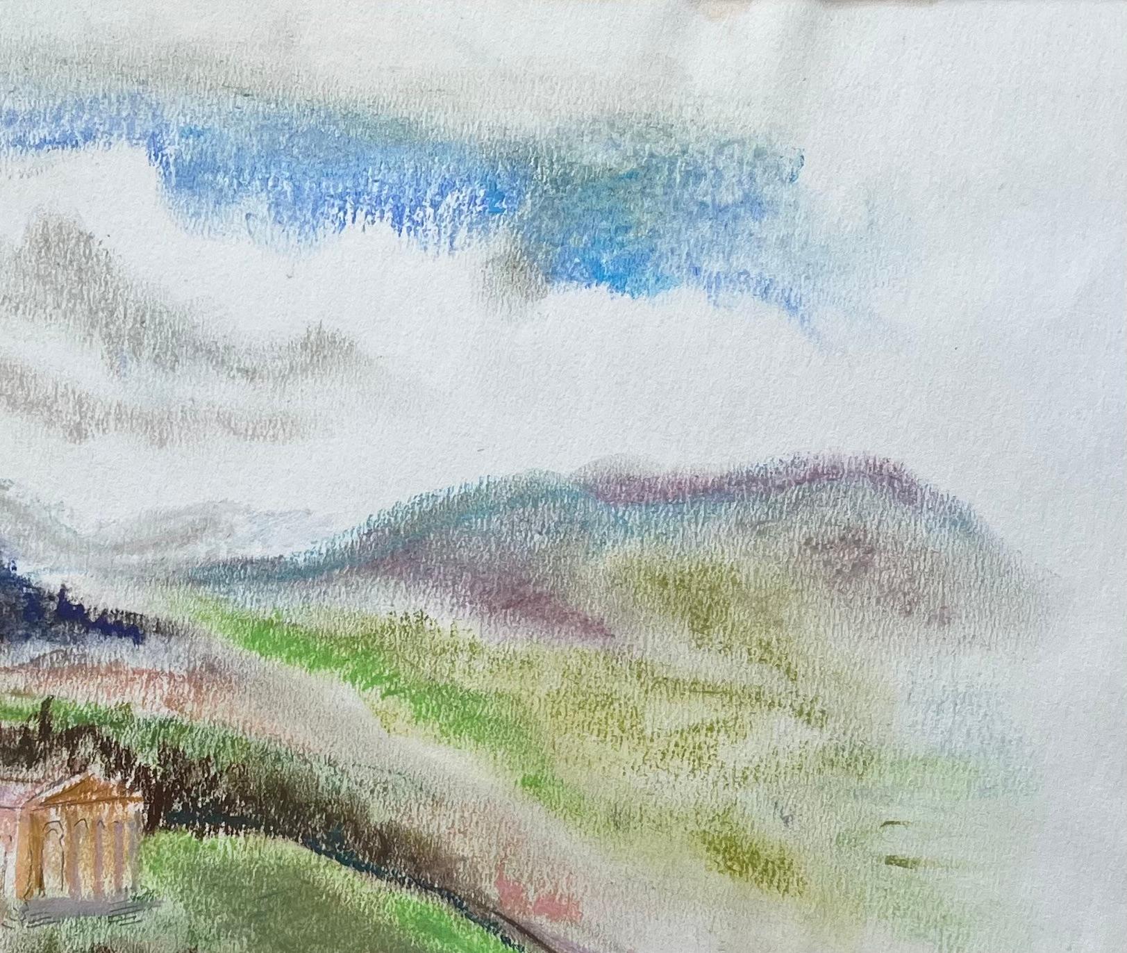 Pastel postimpresionista de mediados del siglo XX de un paisaje del templo de Segesta en venta 1
