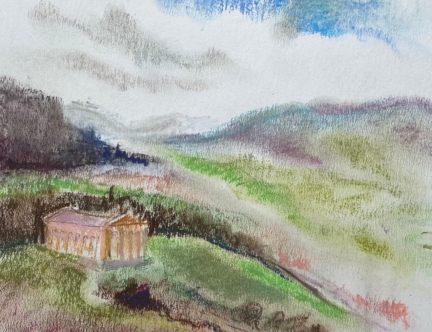 Pastel postimpresionista de mediados del siglo XX de un paisaje del templo de Segesta en venta 2