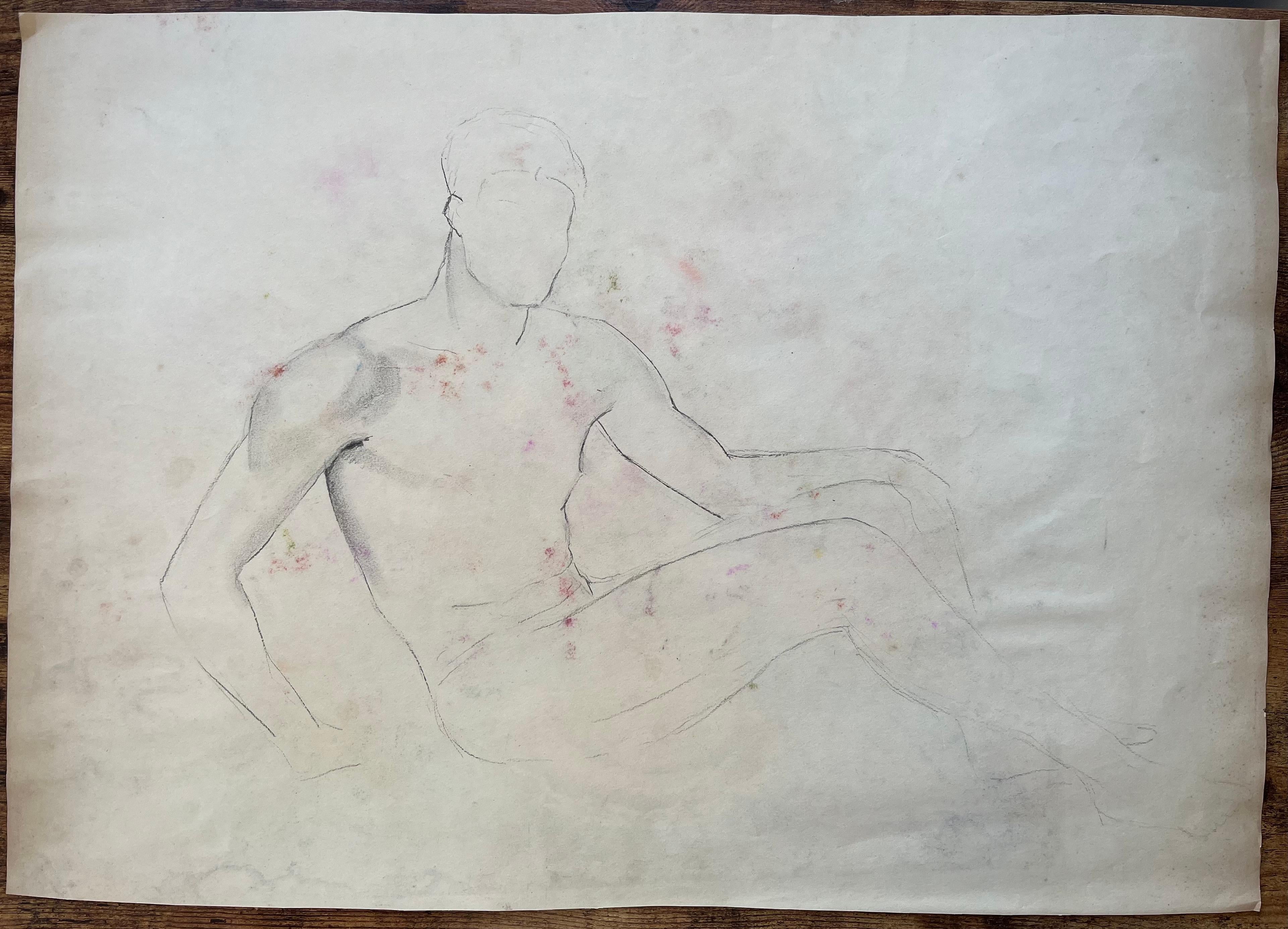 Pastello post-impressionista di fiori selvatici in vaso bianco della metà del XX secolo in vendita 3