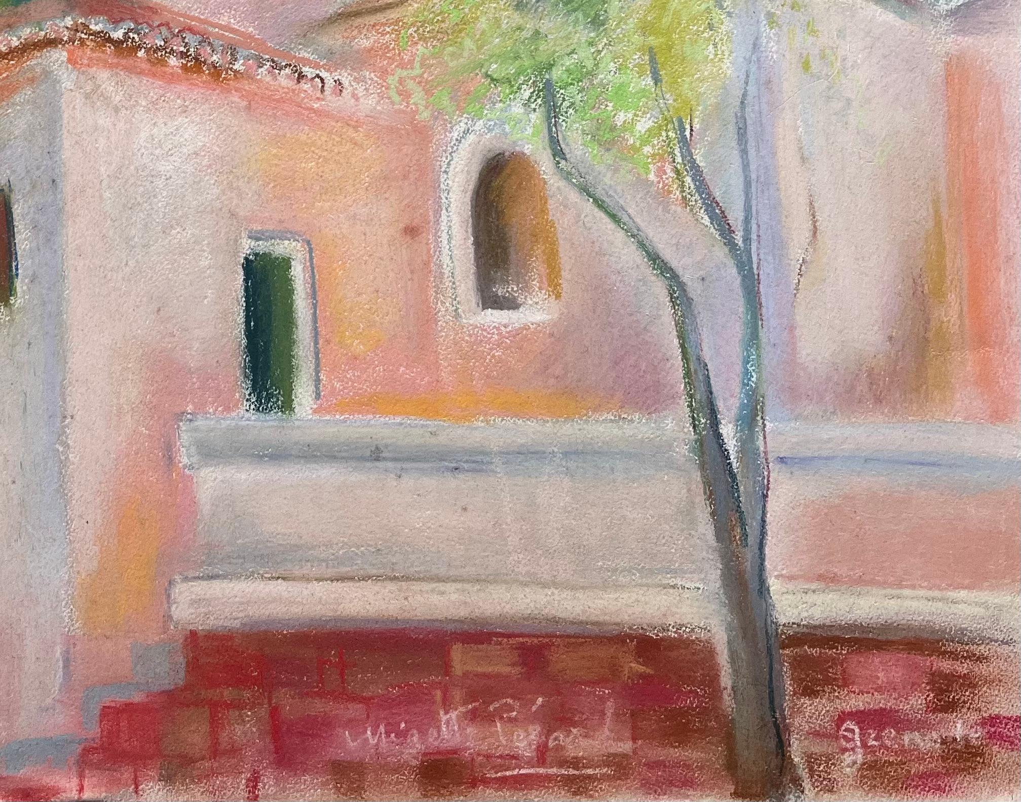 Title: Mid-20th Century Post-Impressionist Pastel Village Scene with Cypress Trees
by Anne Marie Migette Perard (French 1902-1977)
Signed: Yes
Medium: Pastel on unframed paper
Size: 18 inches (height) x 12.75 inches (width)
Condition: As is normal