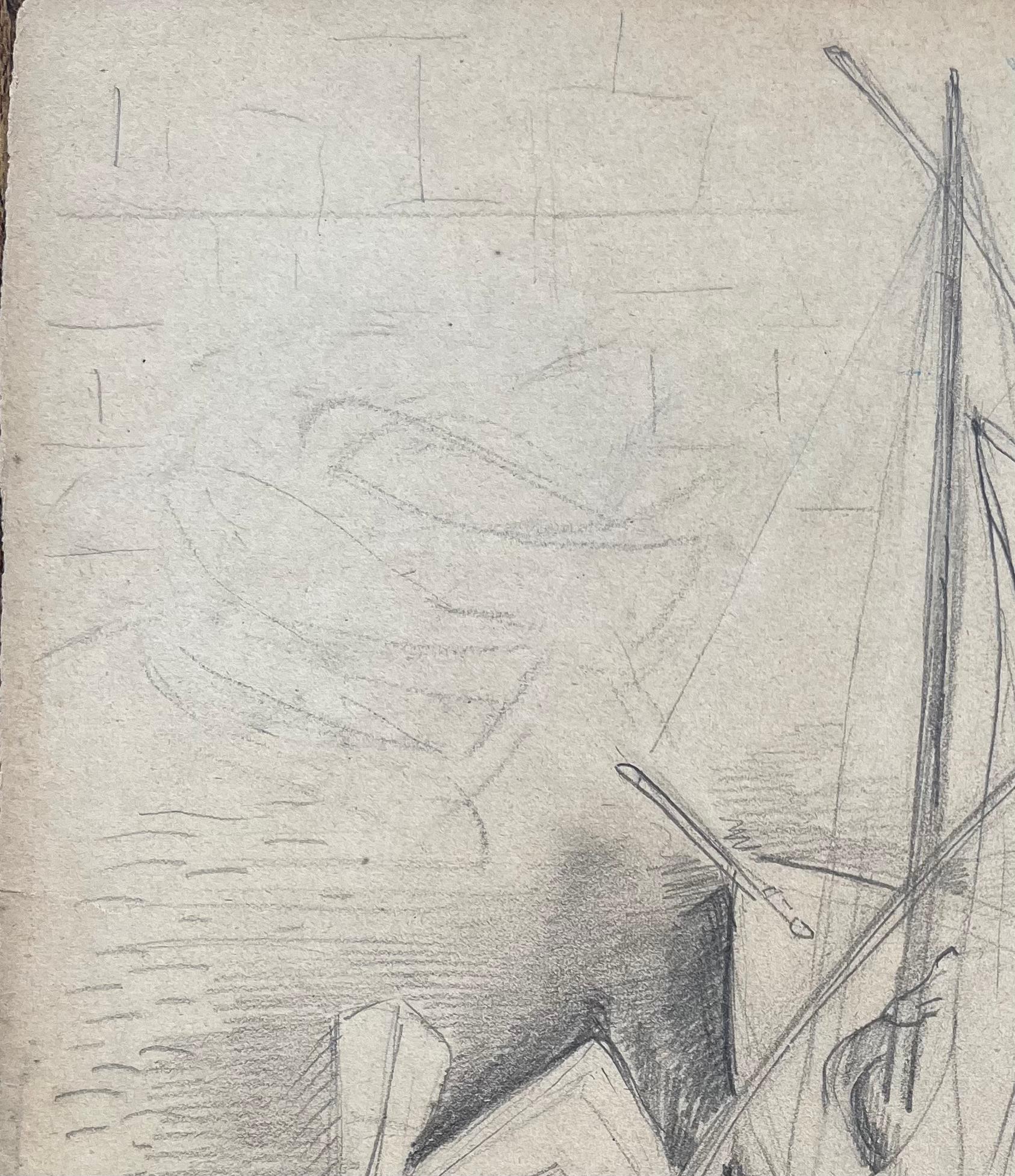 Titolo: Disegno a matita post-impressionista della metà del 20° secolo di barche a remi attraccate
di Anne Marie Migette Perard (francese, 1902-1977)
Mezzo: Matita su carta non incorniciata
Dimensioni: 13,75 pollici (altezza) x 10,25 pollici