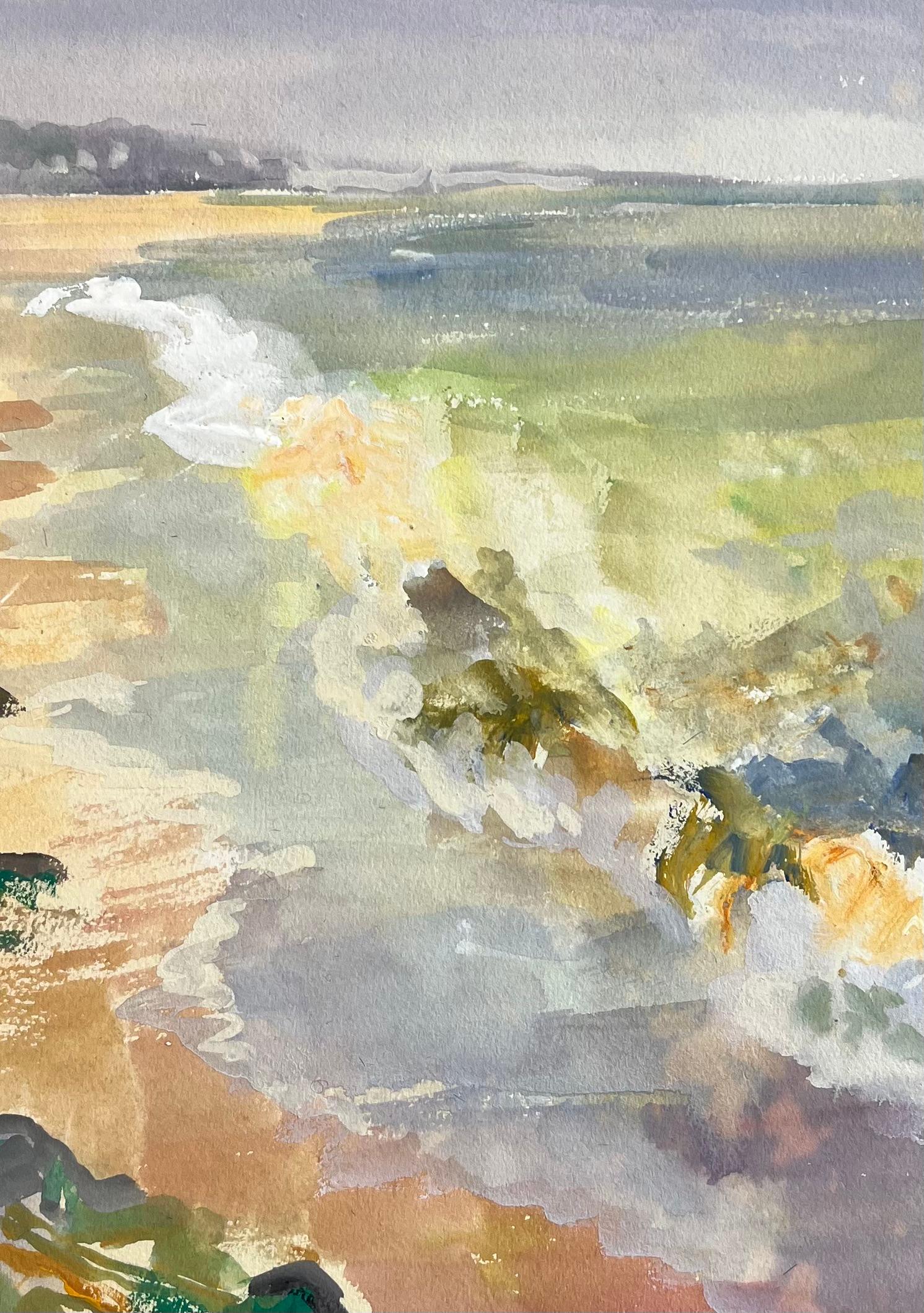 Paesaggio marino post-impressionista della metà del XX secolo con alghe e surf in vendita 2