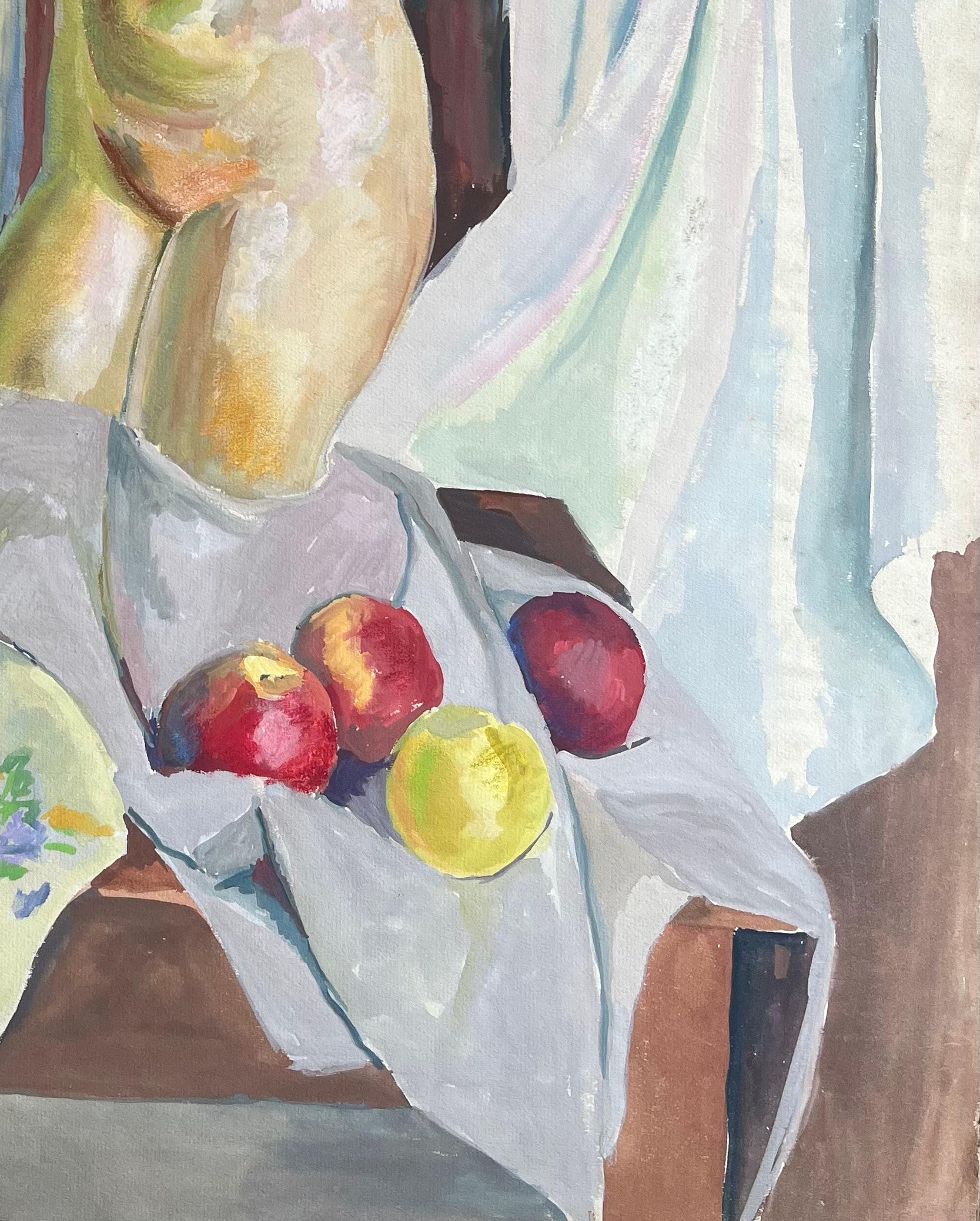 Mid-20th Century Post-Impressionist Still Life with Apples and Female Torso For Sale 1