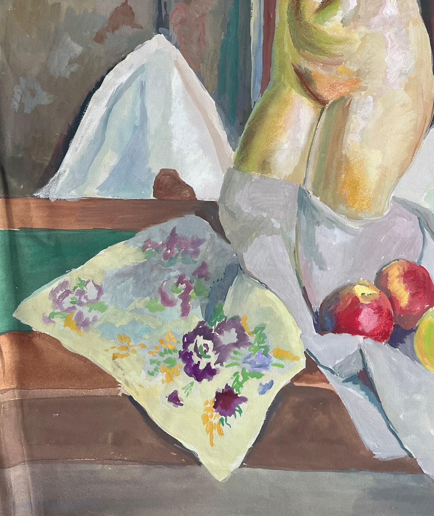 Mid-20th Century Post-Impressionist Still Life with Apples and Female Torso For Sale 2