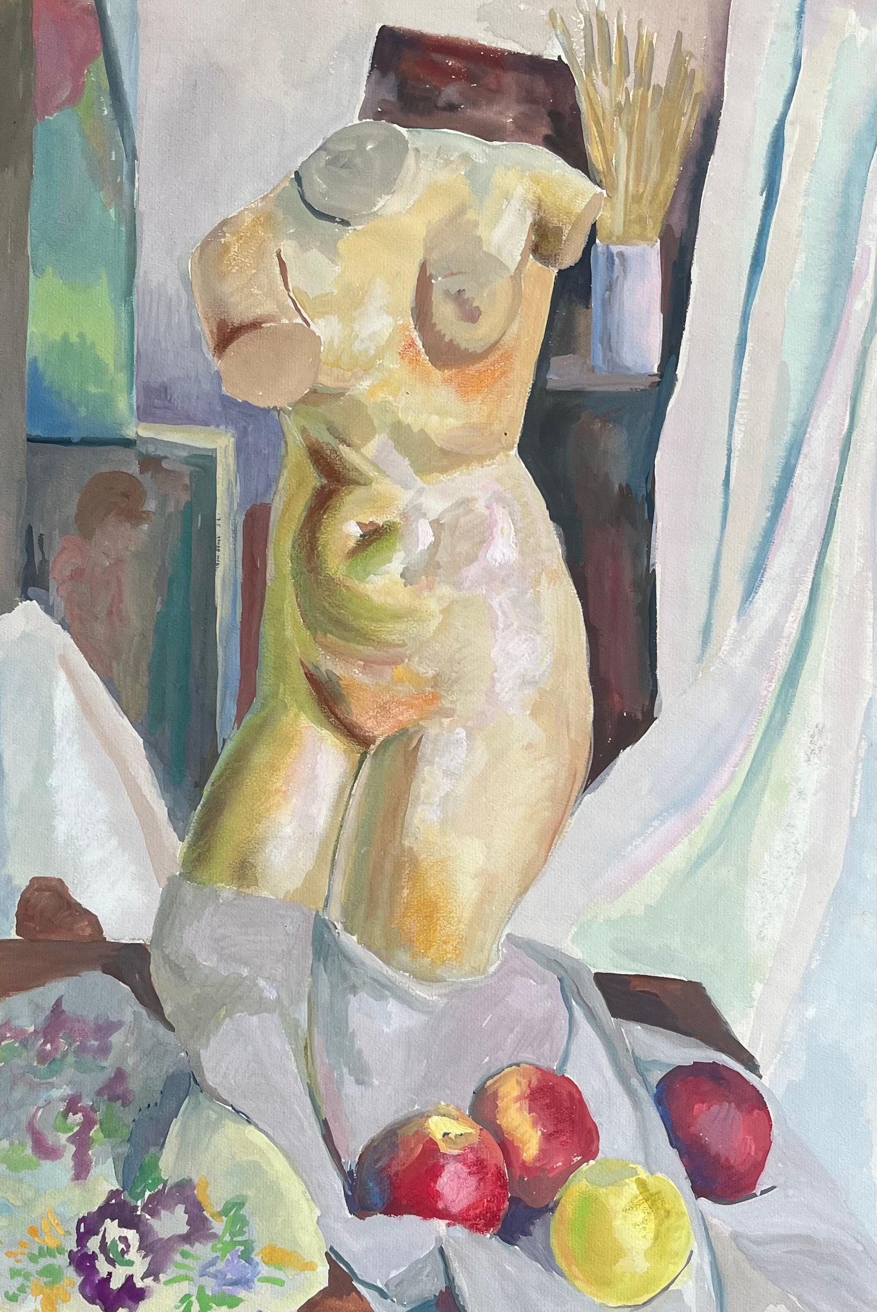 Mid-20th Century Post-Impressionist Still Life with Apples and Female Torso For Sale 3