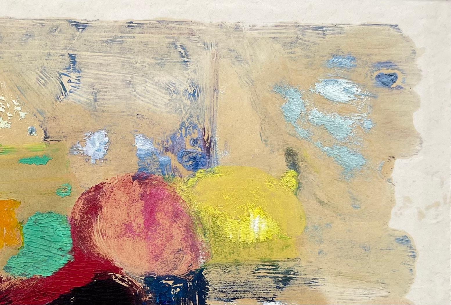 Mid-Century French Abstract Still Life With Fruit and Glass in Bold Oil Colours - Post-Impressionist Painting by Anne Marie Migette Perard