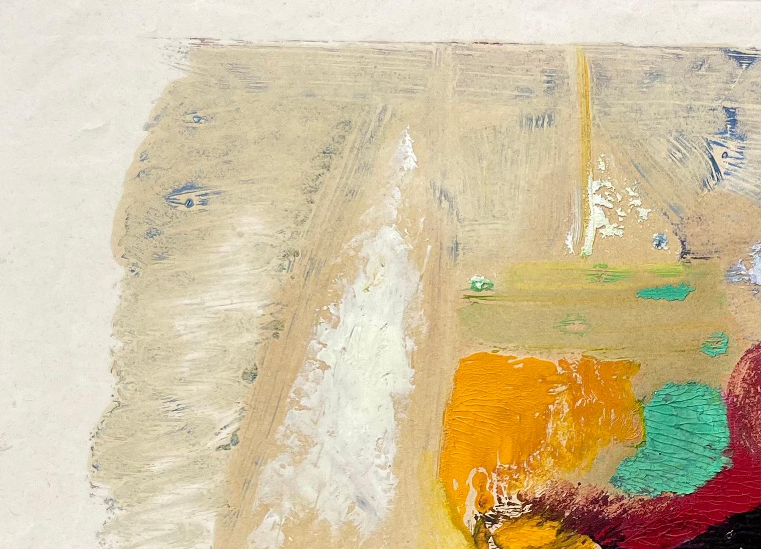 Mid-Century French Abstract Still Life With Fruit and Glass in Bold Oil Colours For Sale 1