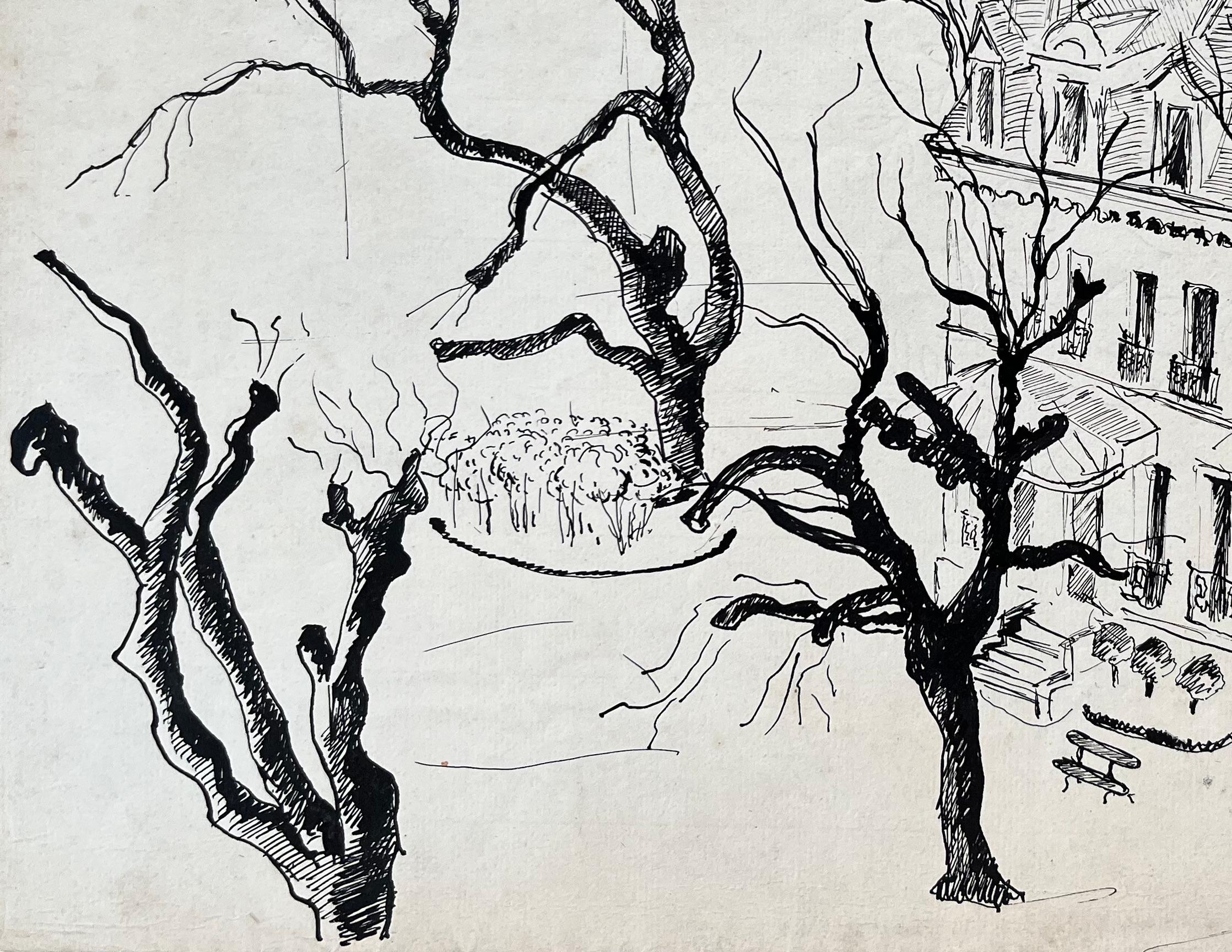 Título: Dibujo francés a tinta de mediados de siglo de una mansión en Enghien (Francia) con árboles de invierno
de Anne Marie Migette Perard (francesa 1902-1977)
Firmado: Sí
Medio: Dibujo a pluma sobre papel sin enmarcar
Tamaño: 9,75 pulgadas (alto)
