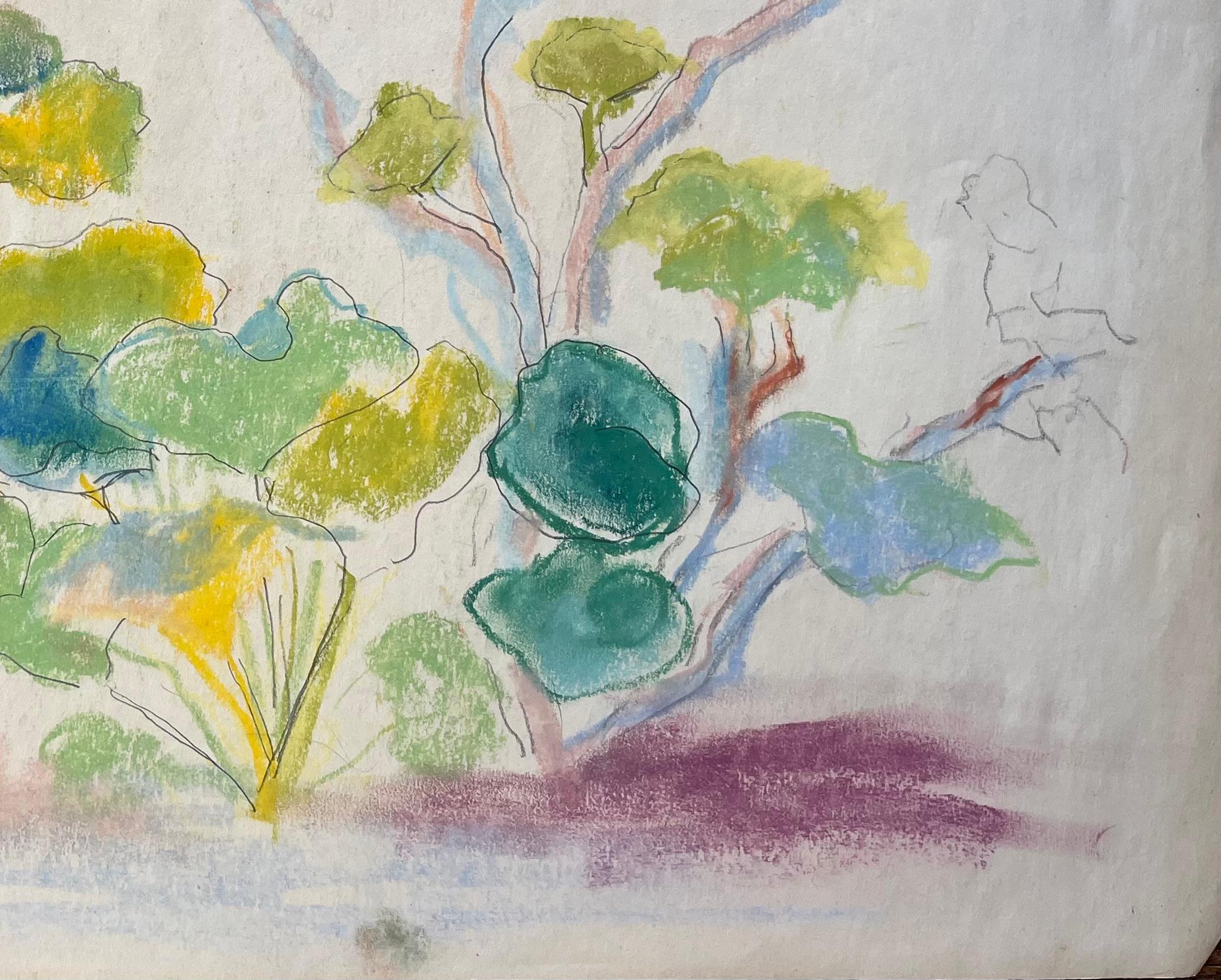 Titel: Französische Pastell-Botanische Studie mit roten Blumen und grünem Laub aus der Jahrhundertmitte
von Anne-Marie Migette Perard (Französisch 1902-1977)
Medium: Pastell auf ungerahmtem Papier
Größe: 14,5 Zoll (Höhe) x 21,25 Zoll
