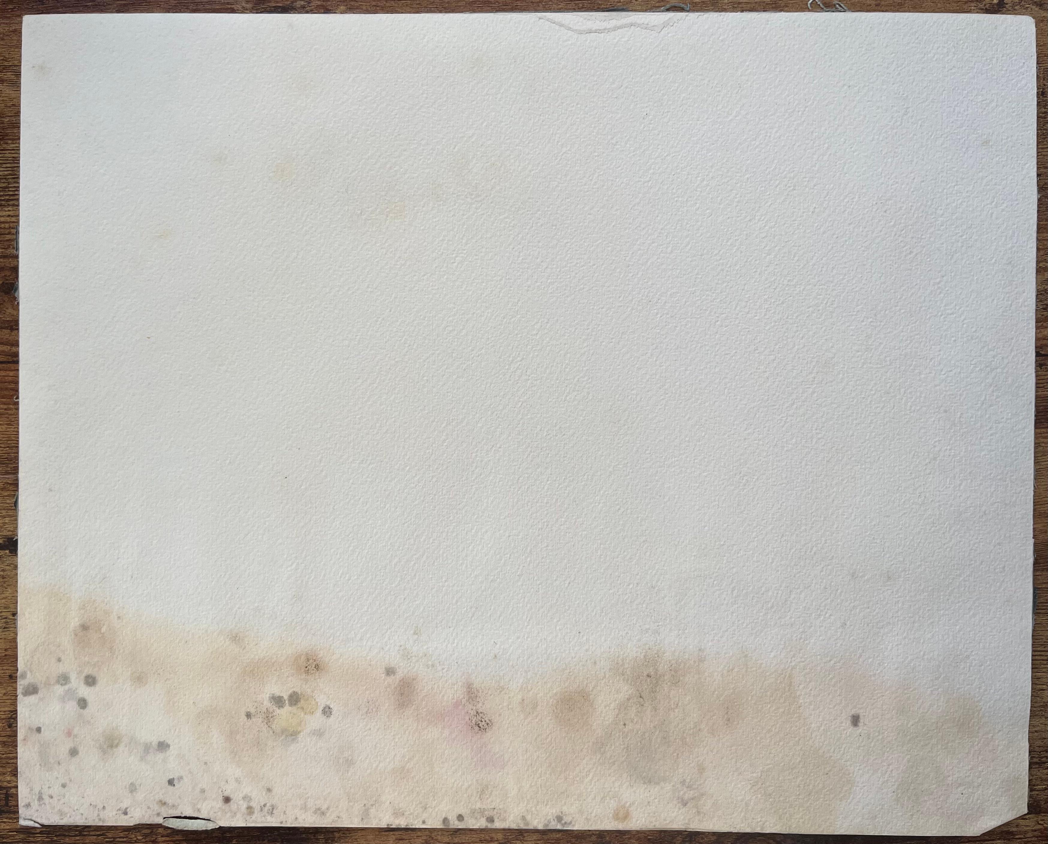 Mid-Century French Watercolour of Fishing Boats and Lighthouse on a Quiet Shore For Sale 3