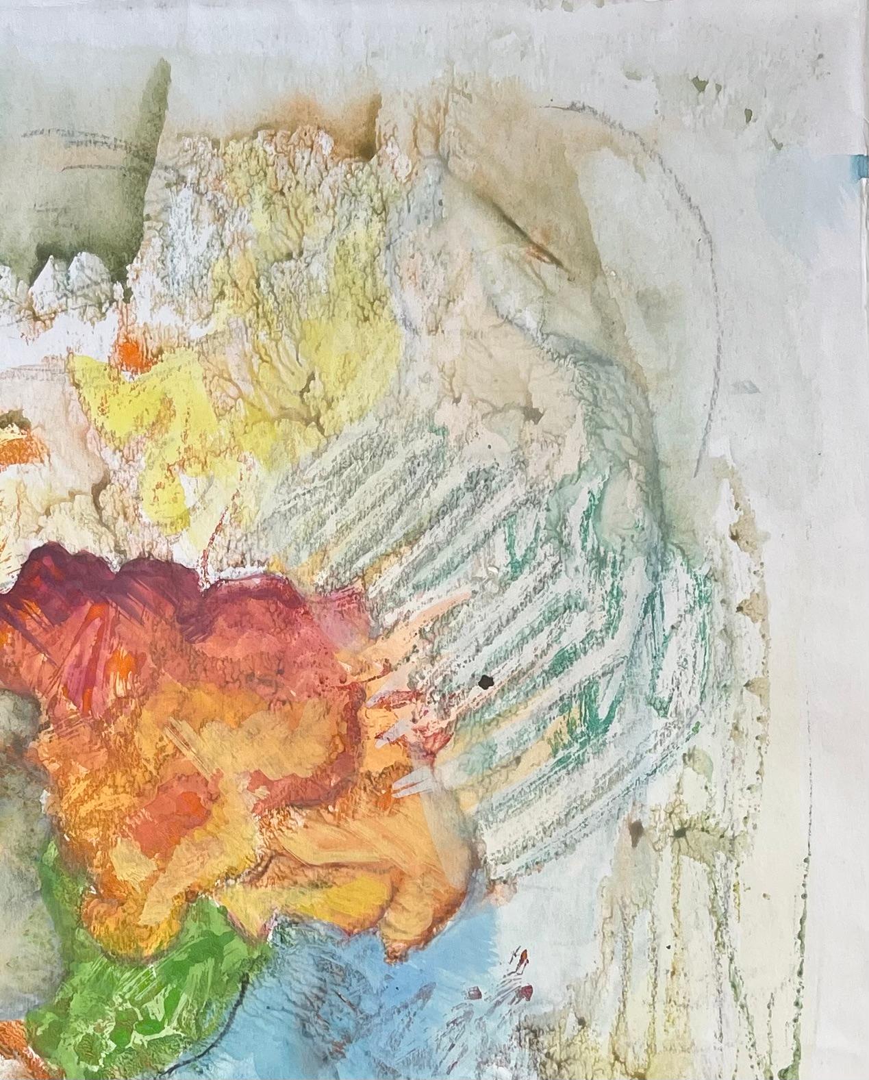 Titolo: Acquerello astratto a texture di metà secolo con uccello cigno e volto addormentato
di Anne Marie Migette Perard (francese, 1902-1977)
Medium: Acquerello con tecnica mista strutturata su carta non incorniciata
Dimensioni: 25,75 pollici