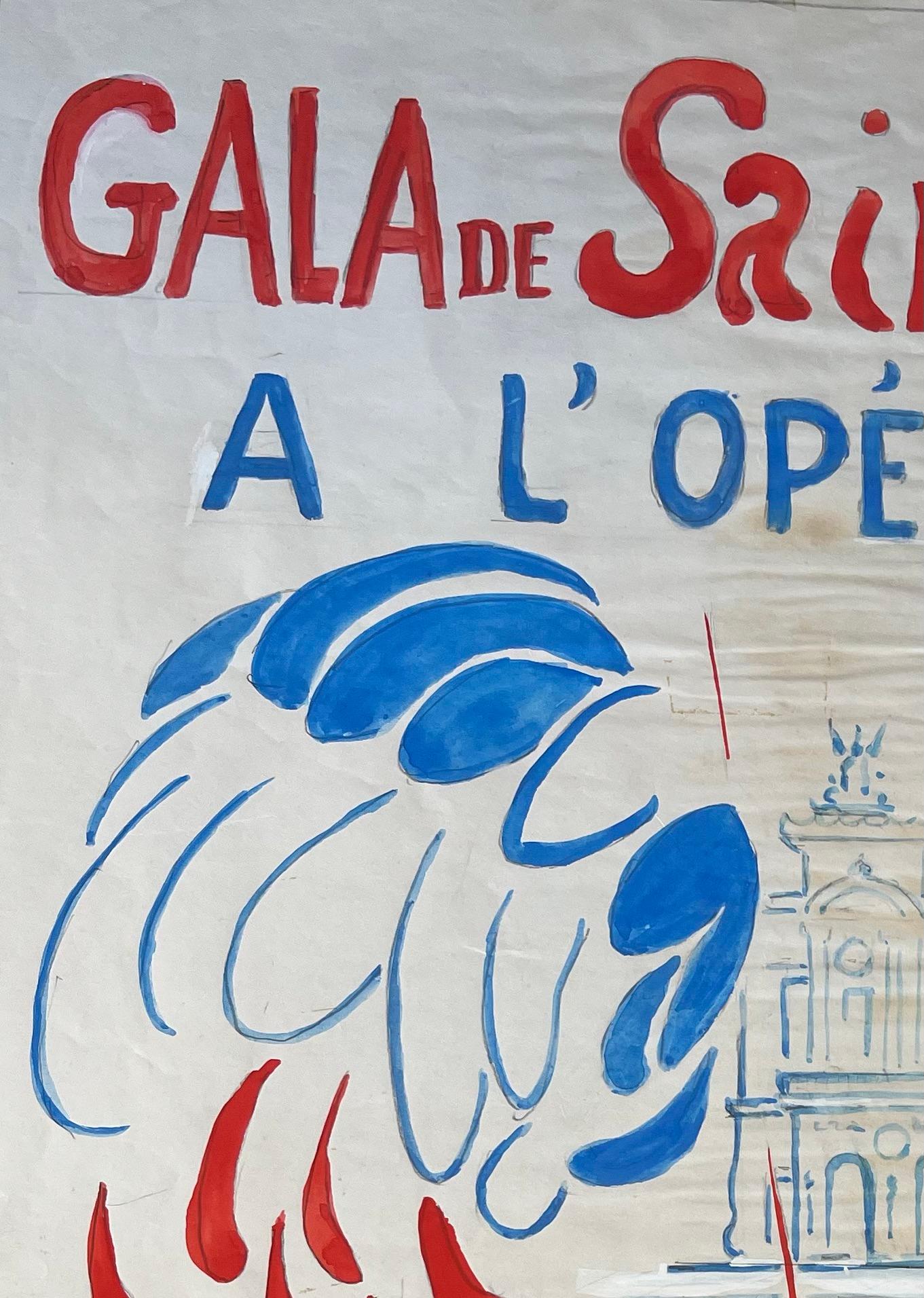 Affiche originale française pour le Gala de Saint-Cyr à l'Opéra - Post-impressionnisme Painting par Anne Marie Migette Perard
