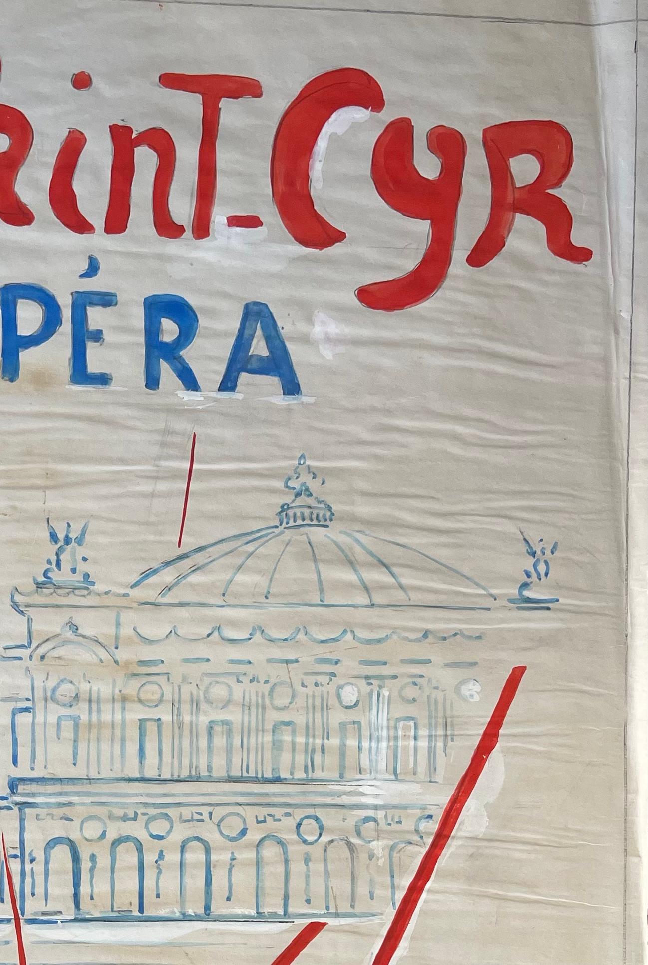 Affiche originale française pour le Gala de Saint-Cyr à l'Opéra - Gris Figurative Painting par Anne Marie Migette Perard