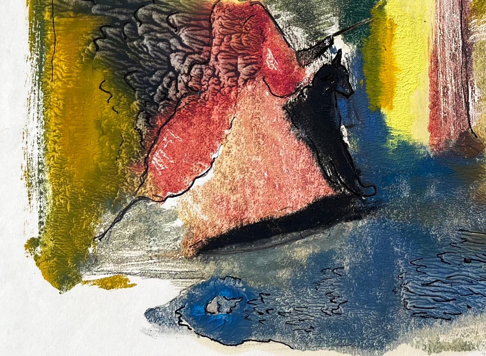 Romeo and Juliette Dramatic Abstract Painting in Rich Mixed Media For Sale 1