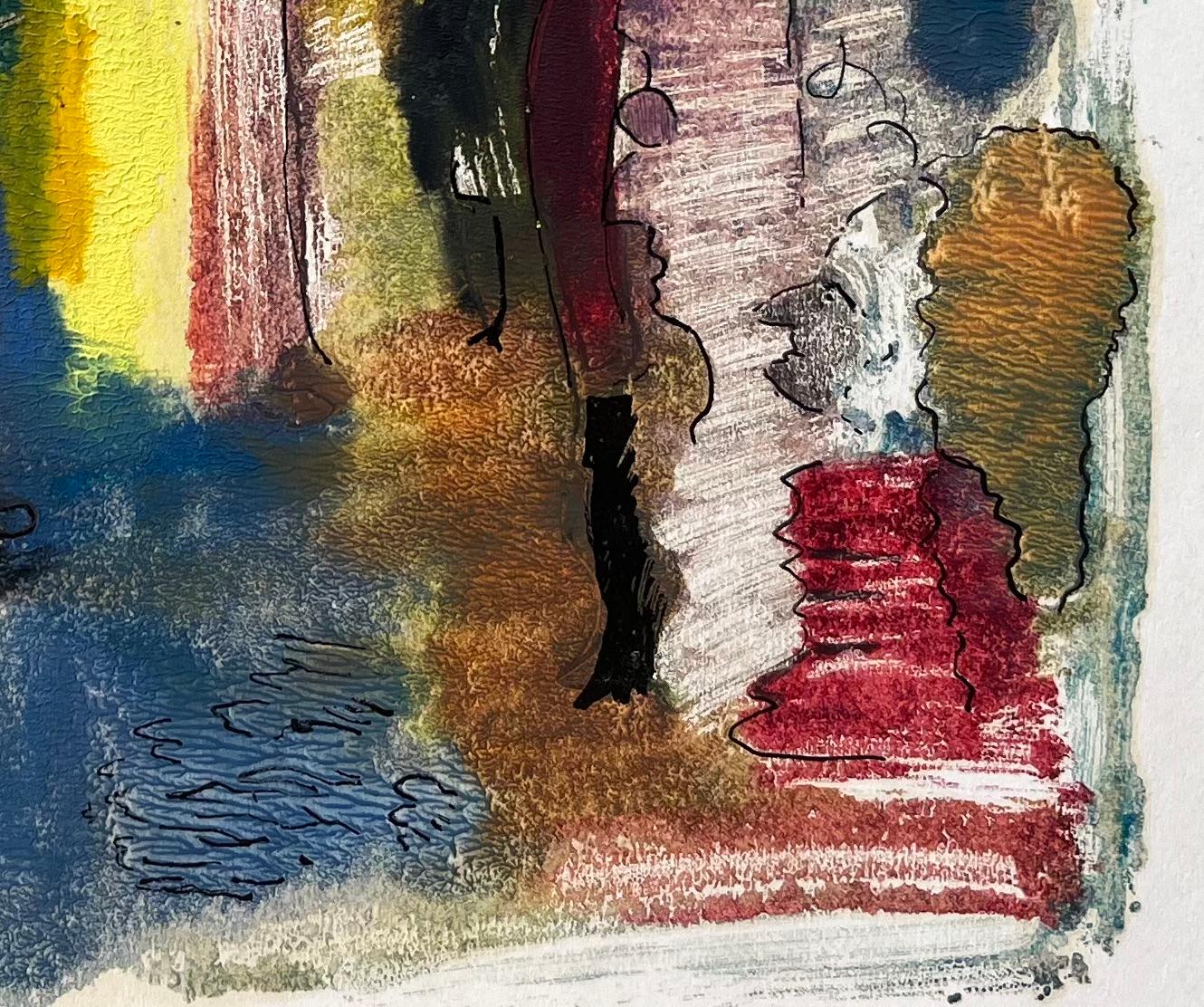 Romeo and Juliette Dramatic Abstract Painting in Rich Mixed Media For Sale 3