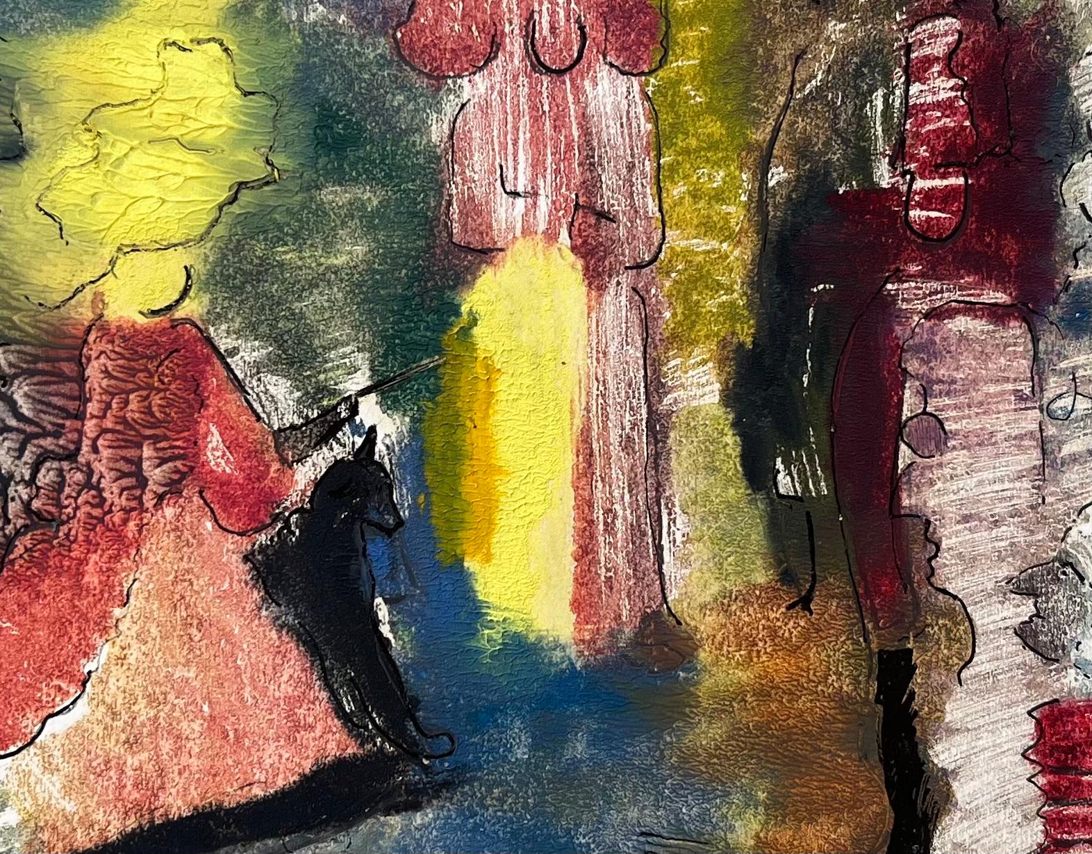 Romeo and Juliette Dramatic Abstract Painting in Rich Mixed Media For Sale 4