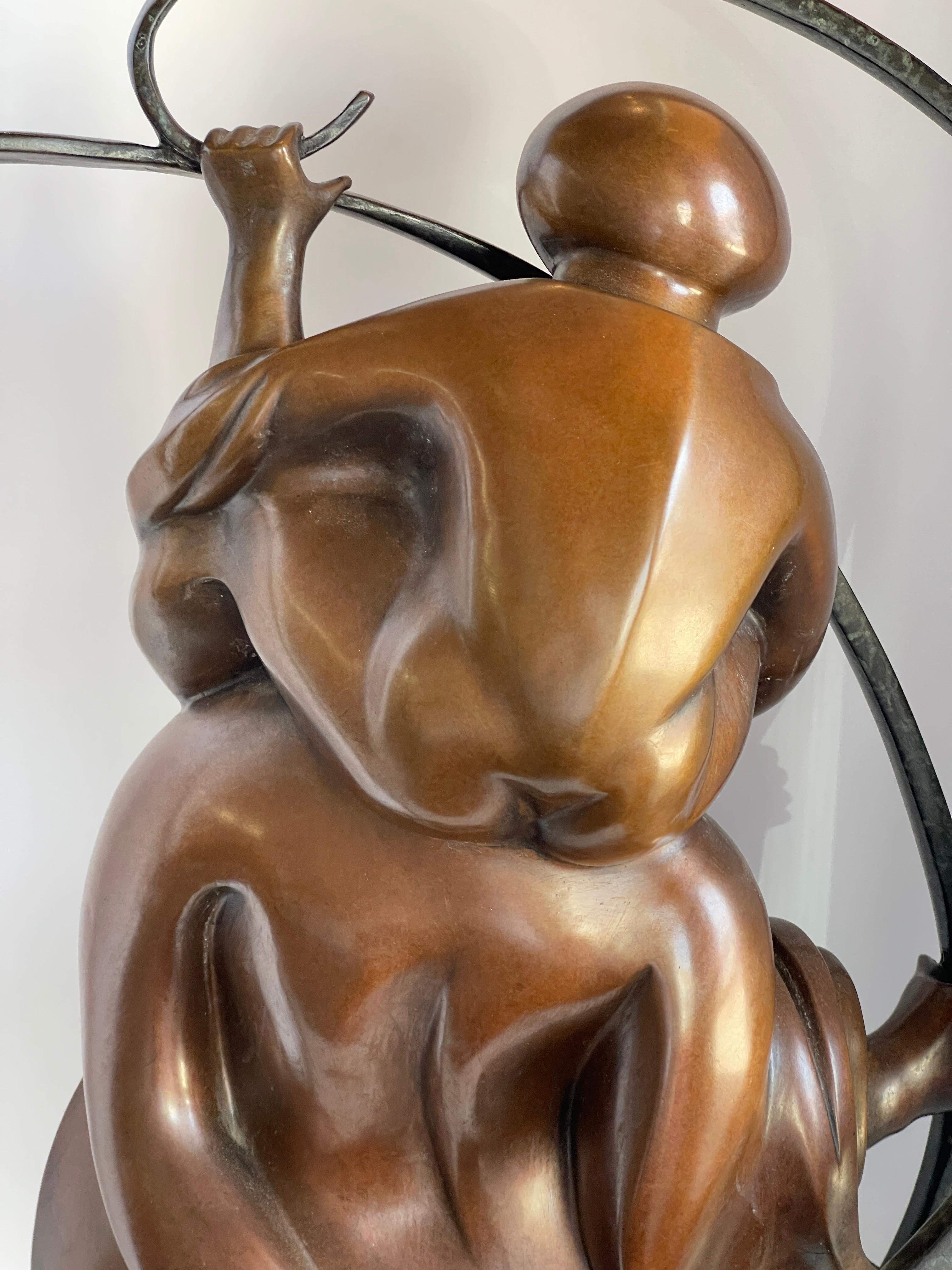 Hand-Crafted Anne Marie Paul Bronze Mother and Child For Sale