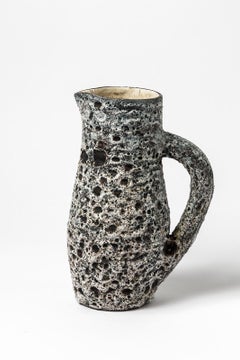 Anne Masse Vallauris Black and Whitemid Century Ceramic Pitcher, circa 1960