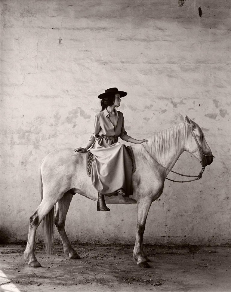 Anne Menke Black and White Photograph - Model on Horse