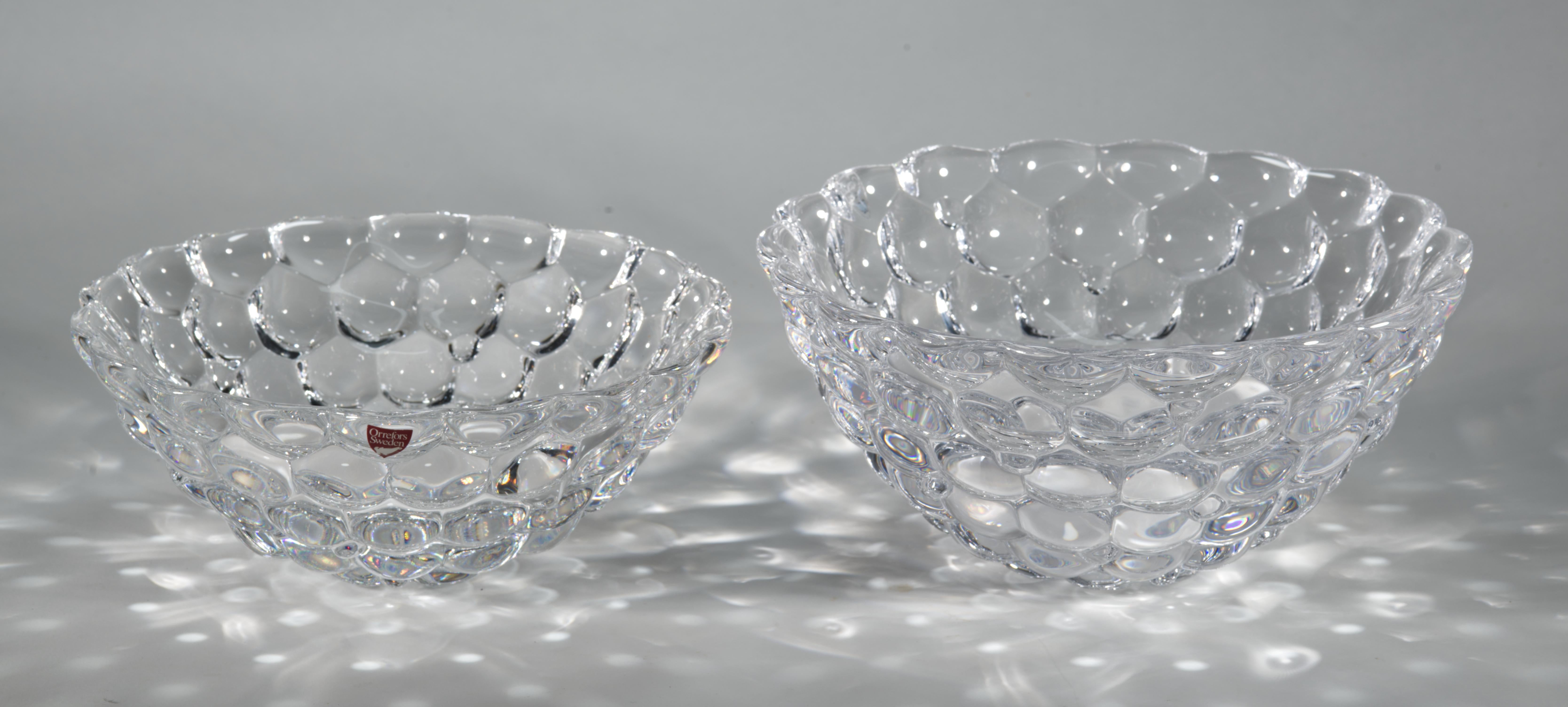 Anne Nilsson for Orrefors Set of Raspberry Bowls Crystal, Sweden 1992 For Sale 5