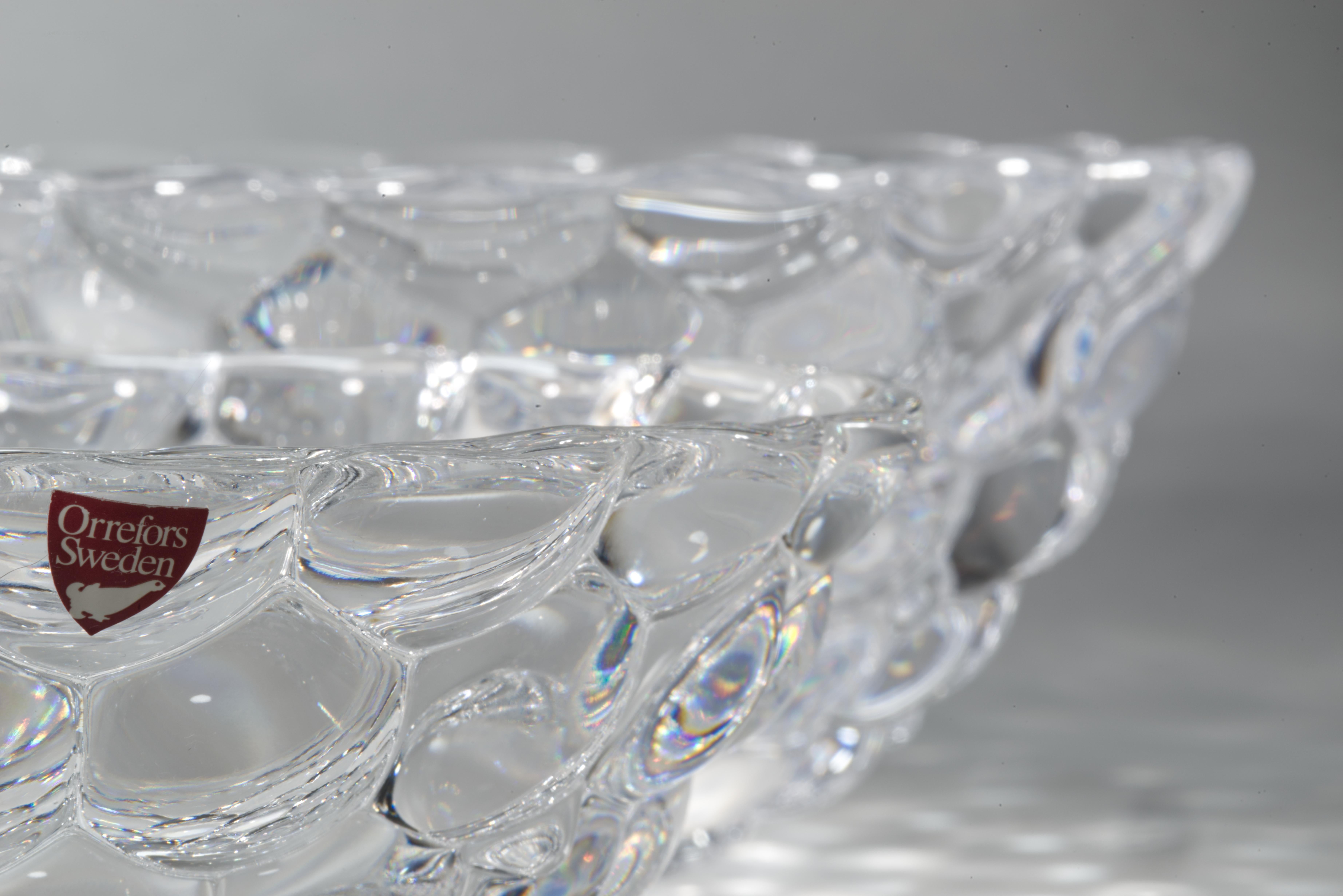 Scandinavian Modern Anne Nilsson for Orrefors Set of Raspberry Bowls Crystal, Sweden 1992 For Sale