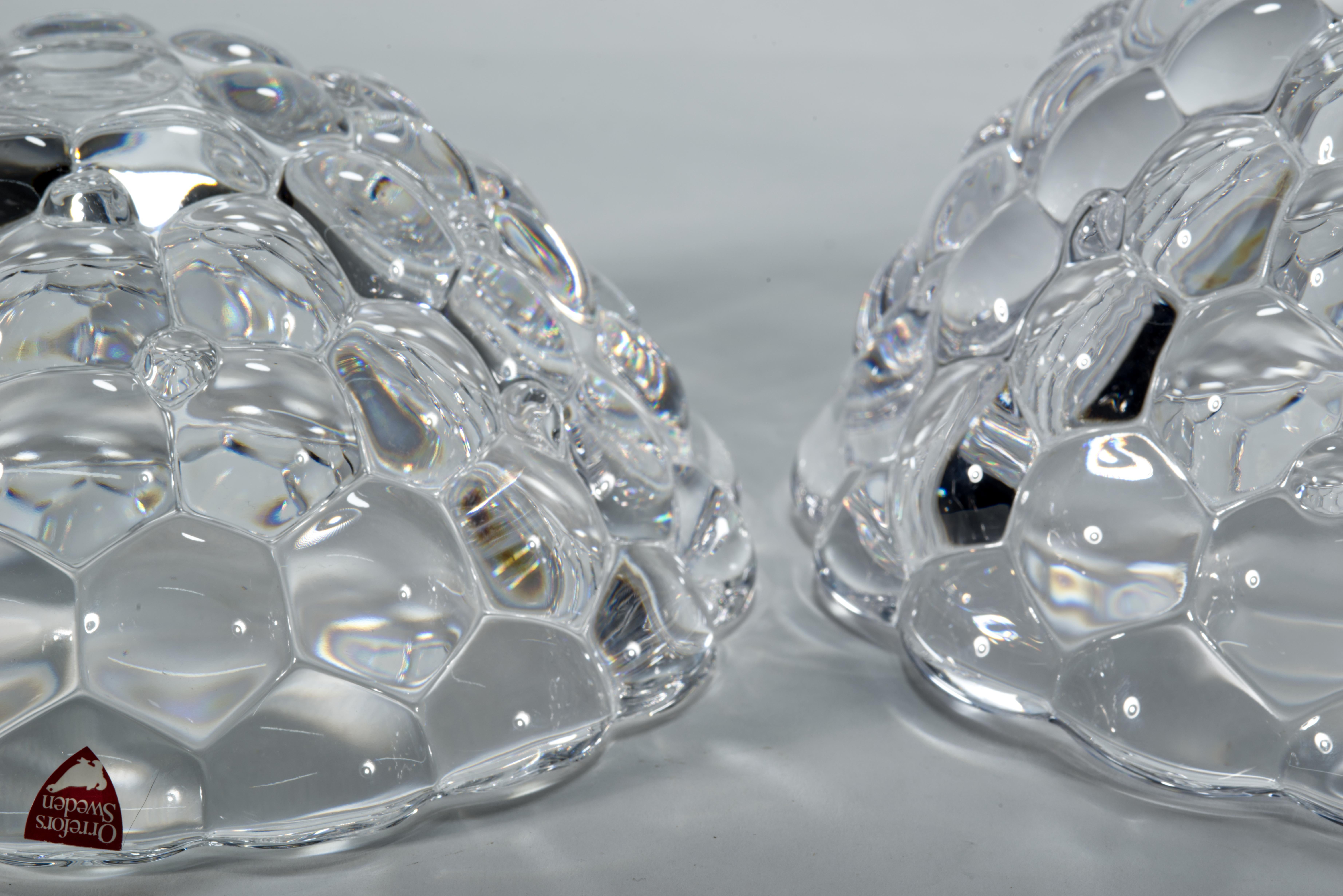 Anne Nilsson for Orrefors Set of Raspberry Bowls Crystal, Sweden 1992 In Good Condition For Sale In Clifton Springs, NY