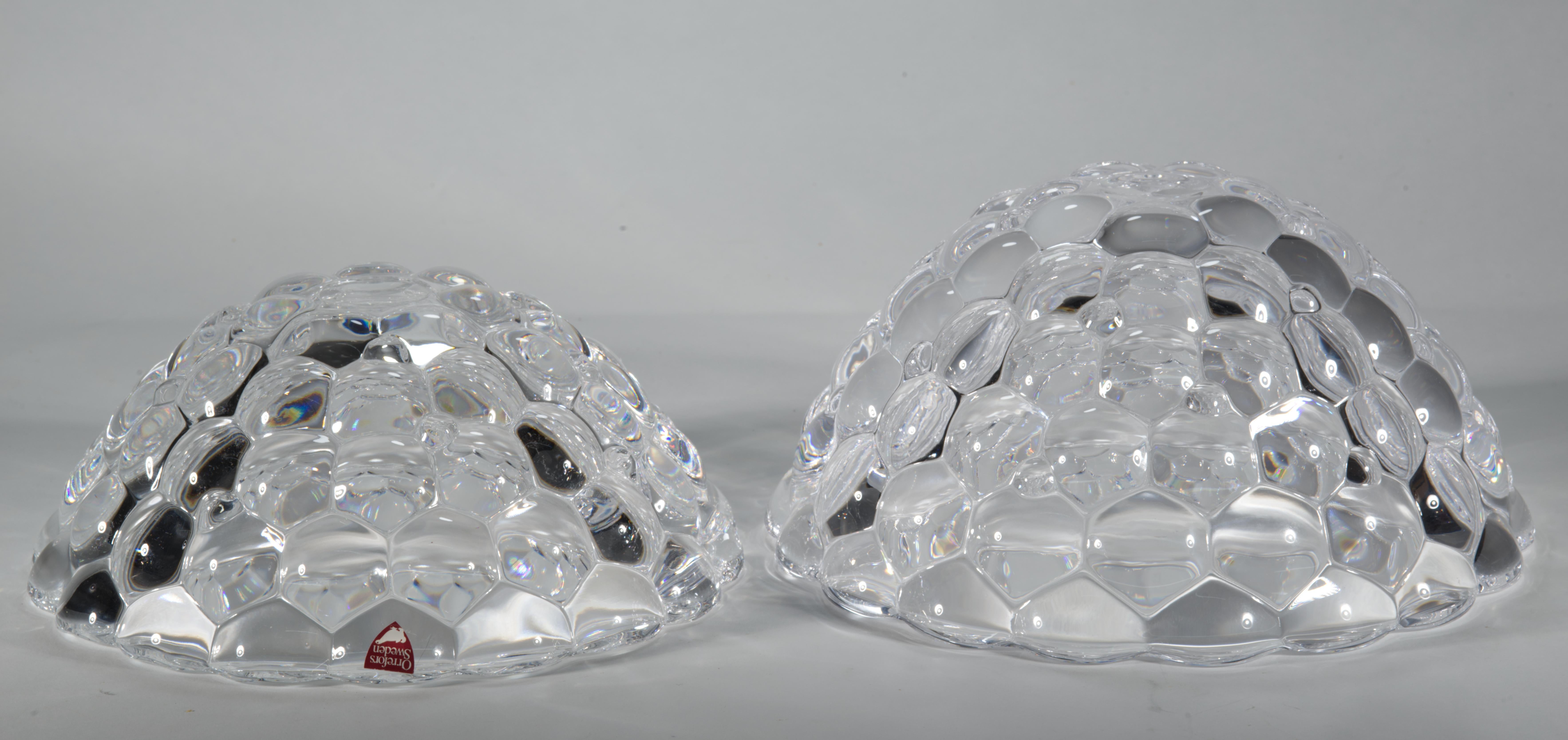 Anne Nilsson for Orrefors Set of Raspberry Bowls Crystal, Sweden 1992 For Sale 1