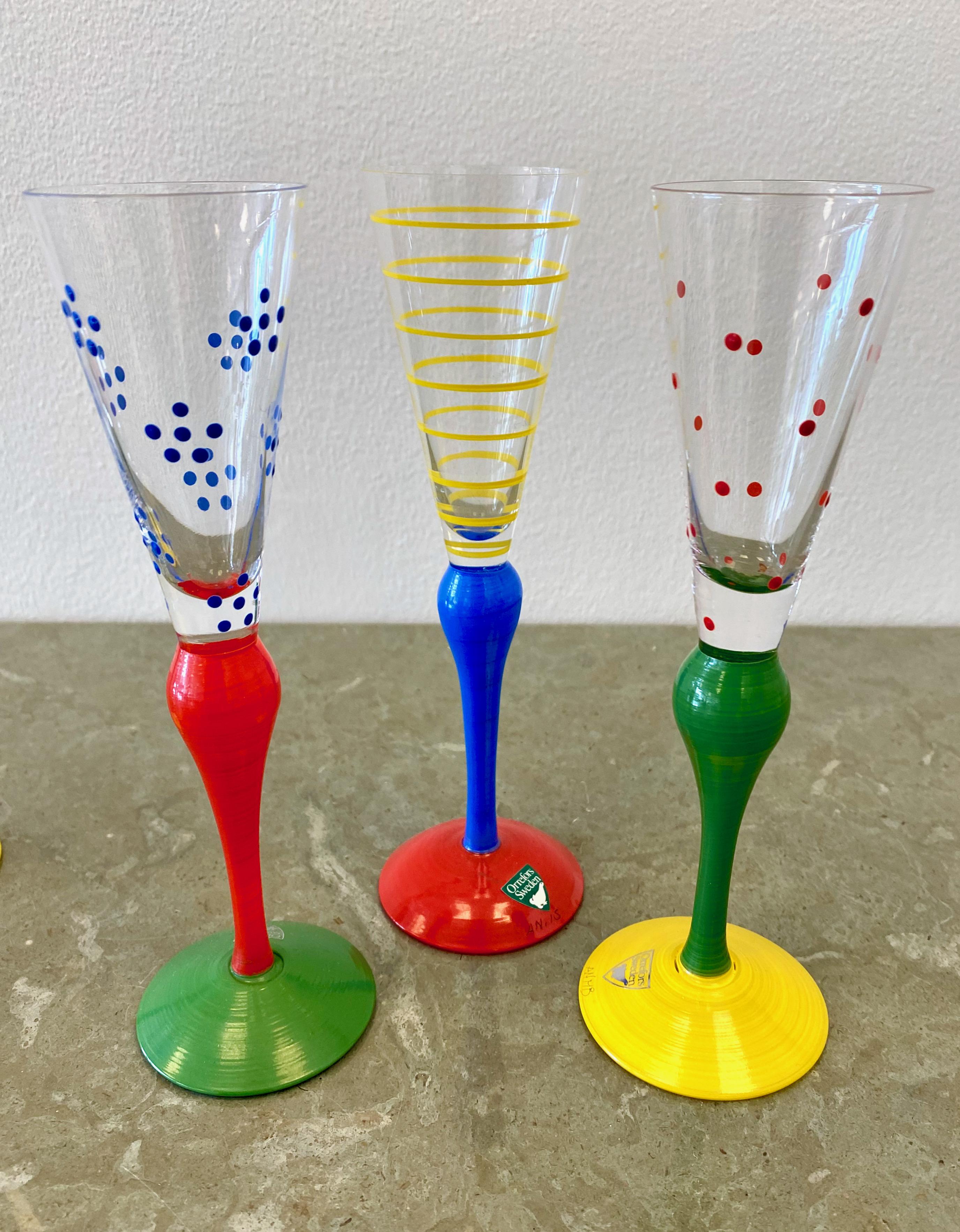 Anne Nilsson, juego de 6 copas de aguardiente Clown para Orrefors Sueco en venta