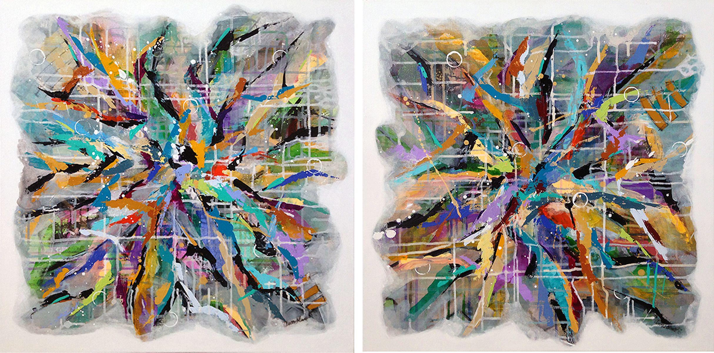 Anne Oliver Abstract Painting - Sheer Bliss I and II, Painting, Acrylic on Canvas