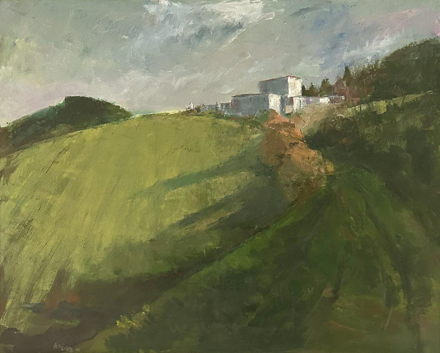 Ann Packard Landscape Painting - Anne Packard, "Italian Hillside", 48x60 Landscape Oil Painting on Canvas