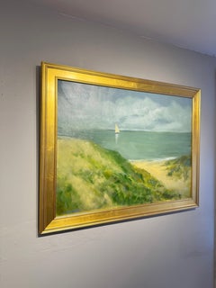 Anne Packard "Outer Beach" 30x40 Beach Sailboat Seascape Oil Painting on Canvas