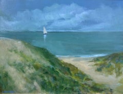 Anne Packard "Outer Beach" 30x40 Beach Sailboat Seascape Oil Painting on Canvas