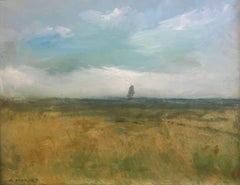 Anne Packard, "Cielos azules suaves", 16x20 Pintura al óleo sobre lienzo Paisaje marino de playa