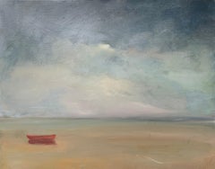 Lone Red Dory, Anne Packard 24x30" oil painting