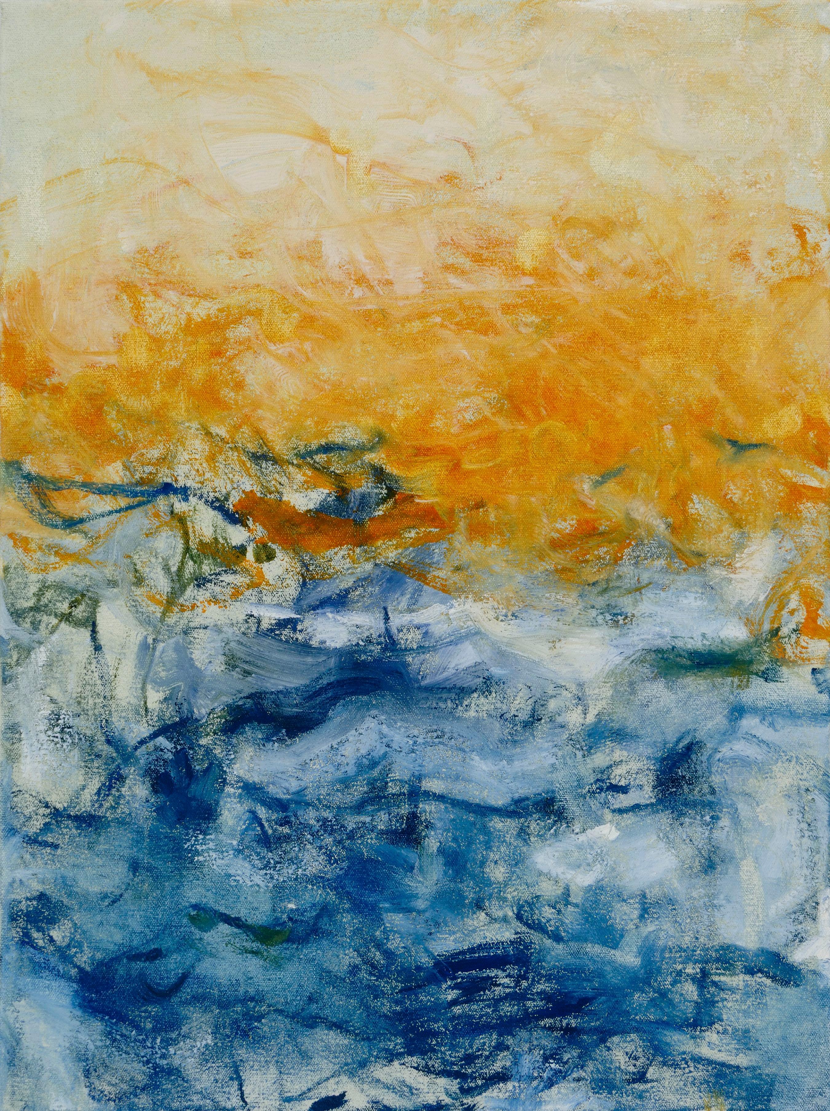 Anne Raymond Abstract Painting - Beach Series IV, Abstract Seascape Painting, Oil on Canvas, Signed 