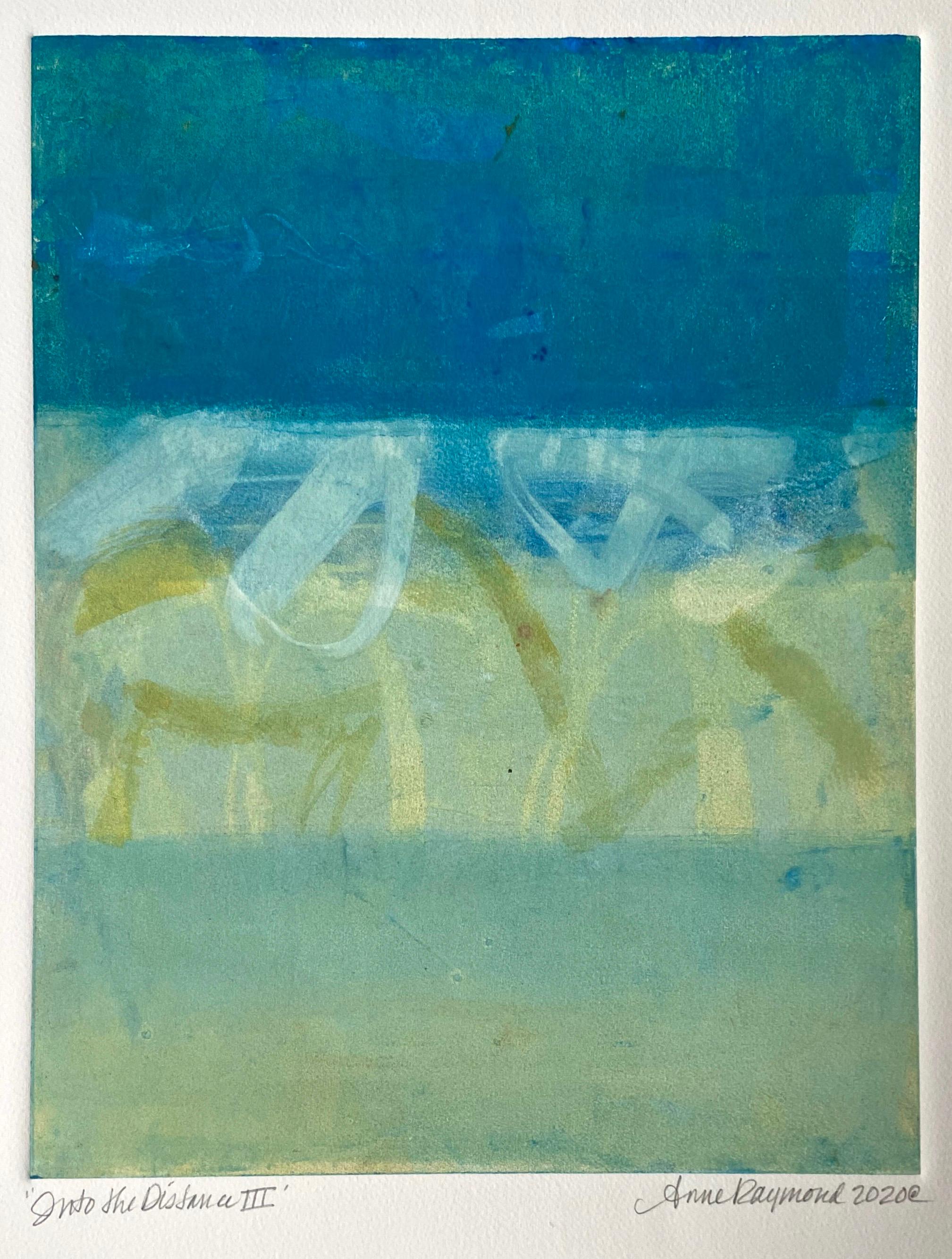 Anne Raymond Abstract Painting - Into The Distance III, Abstract Monotype on Paper, Signed 