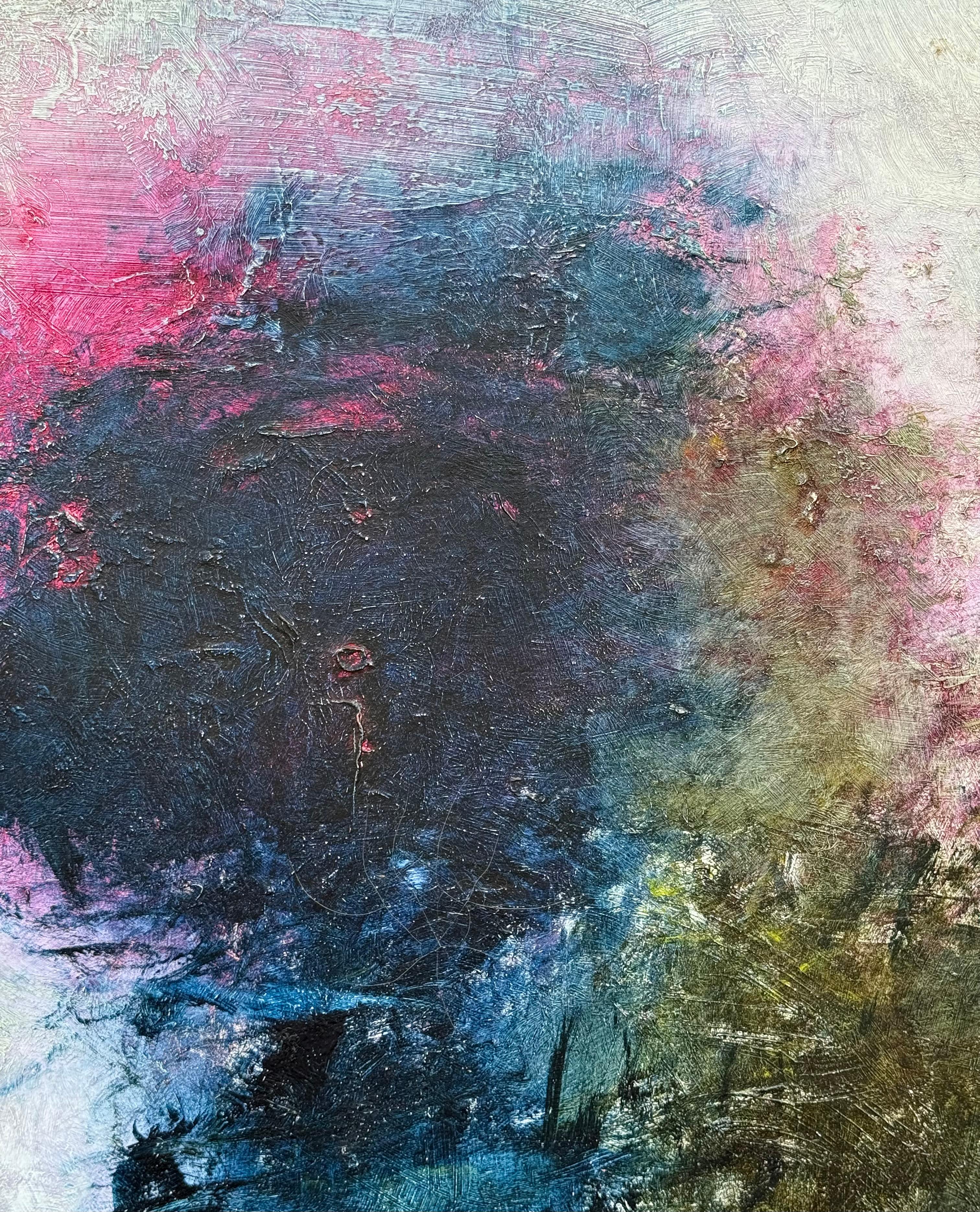 “Magenta Blue” - Abstract Expressionist Painting by Anne Raymond