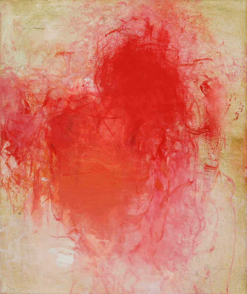 Red February II, Oil on Canvas, Signed  - Painting by Anne Raymond