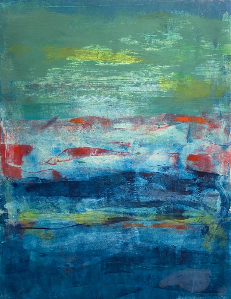 Anne Raymond River Swim Abstract Seascape Oil Painting
