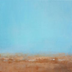 "Cloud 1", Turquoise Sky Claire Rust Earth Abstract Landscape Acrylic Painting