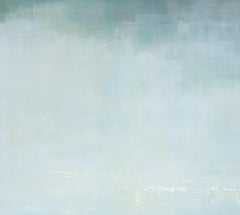 "Journey":: Bleu Vert Jaune Blanc Paysage Abstrait Peinture Acrylique sur Toile